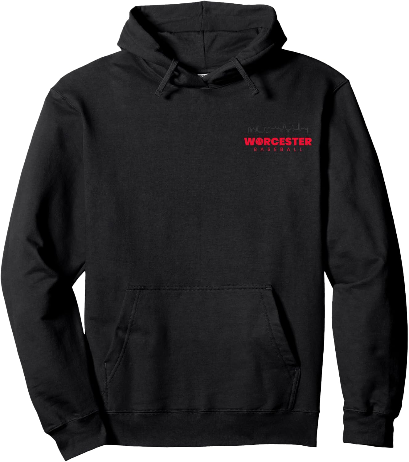 Worcester Baseball Minimalist City Skyline Baseball Lover Hoodie - Hoodie | Black