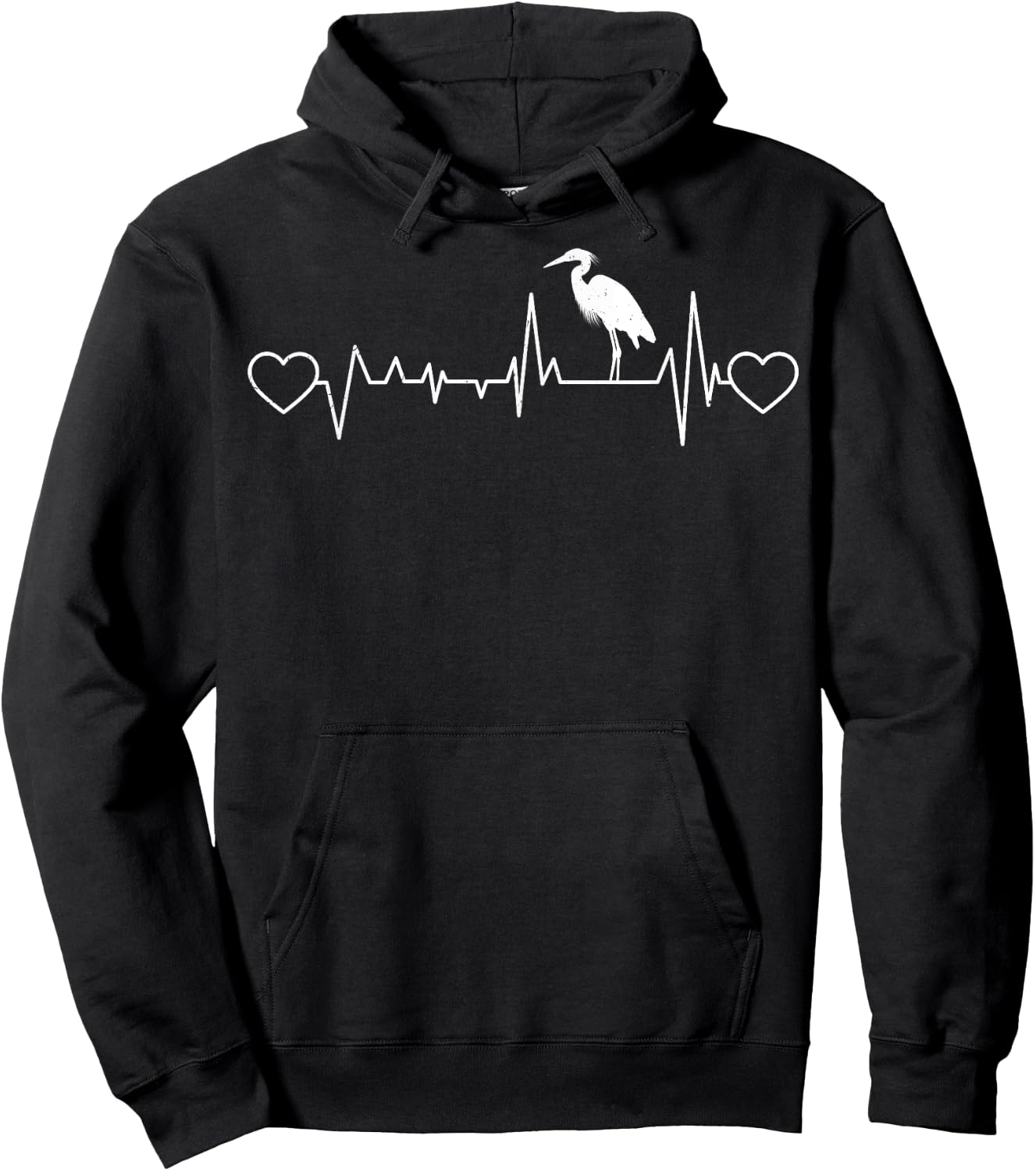 Heron Heartbeat - Men Women Blue Heron Lover EKG Pulse Gifts Hoodie - Hoodie | Black