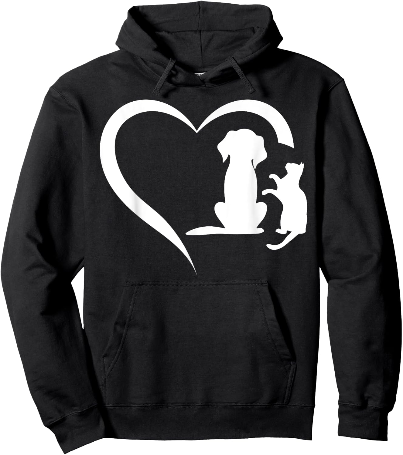 Dog Puppy and Baby Cat Heart Animal Dog & Cat Heart Hoodie - Hoodie | Black
