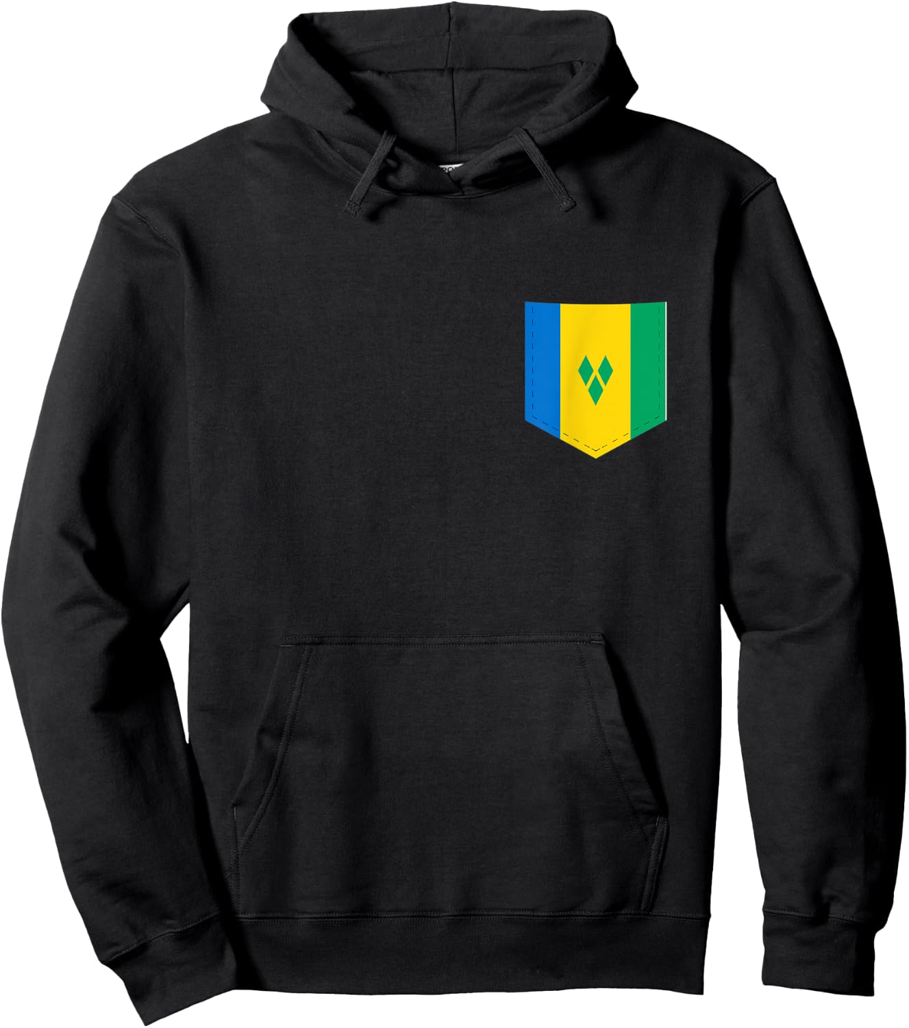 Saint Vincent Flag with Printed Vincentians Flag Pocket Hoodie - Hoodie | Black
