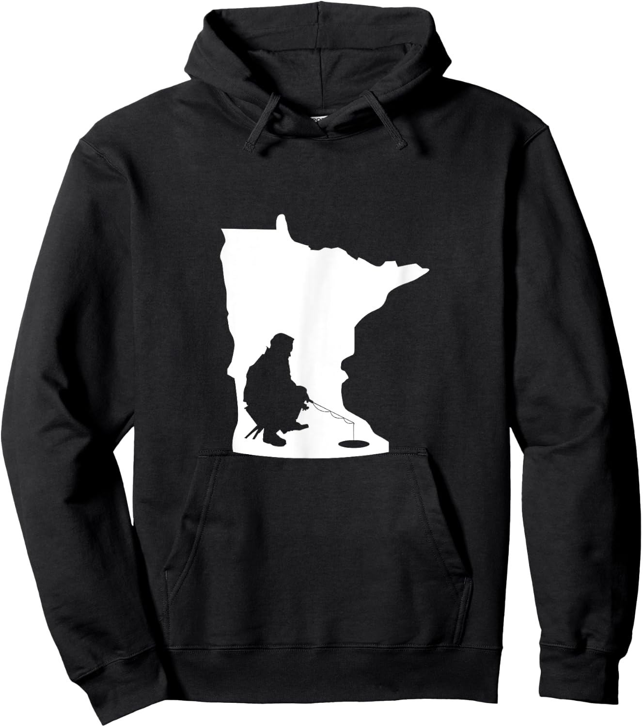 Minnesota MN State Map Ice Fishing Hoodie - Hoodie | Black