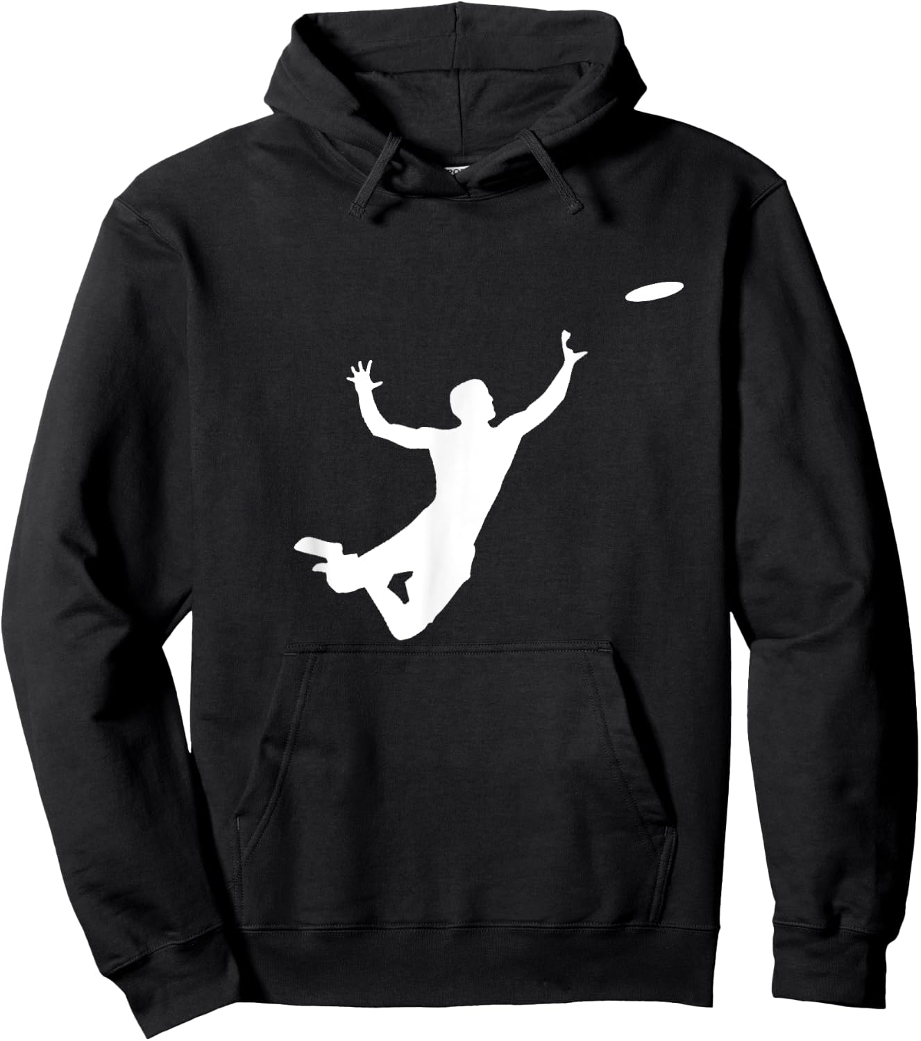 Ultimate Frisbee Silhouette | Frisbee Jumping Catch Hoodie - Hoodie | Black