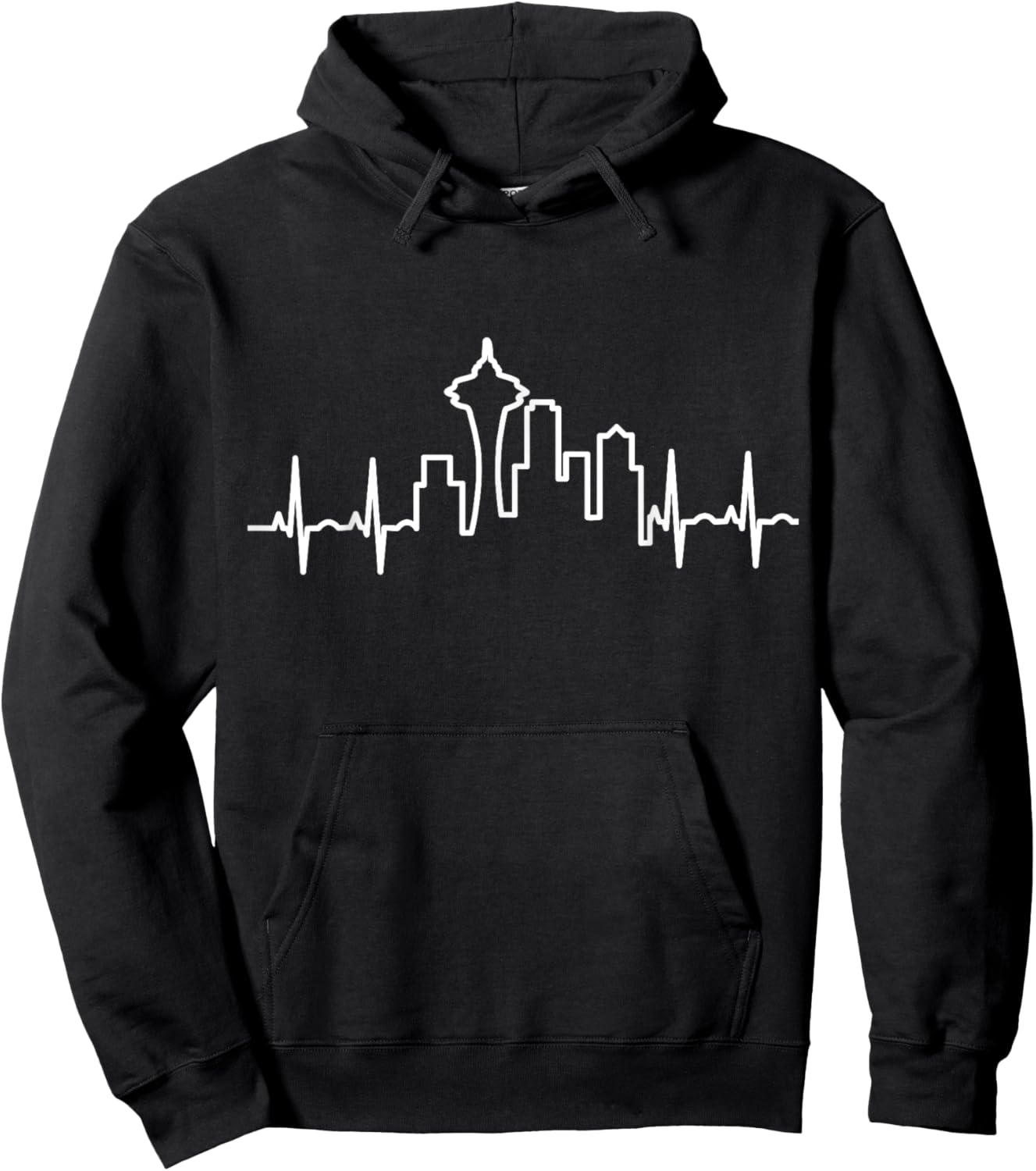 Skyline Heartbeat Seattle - Emerald Jet City Hoodie - Hoodie | Black