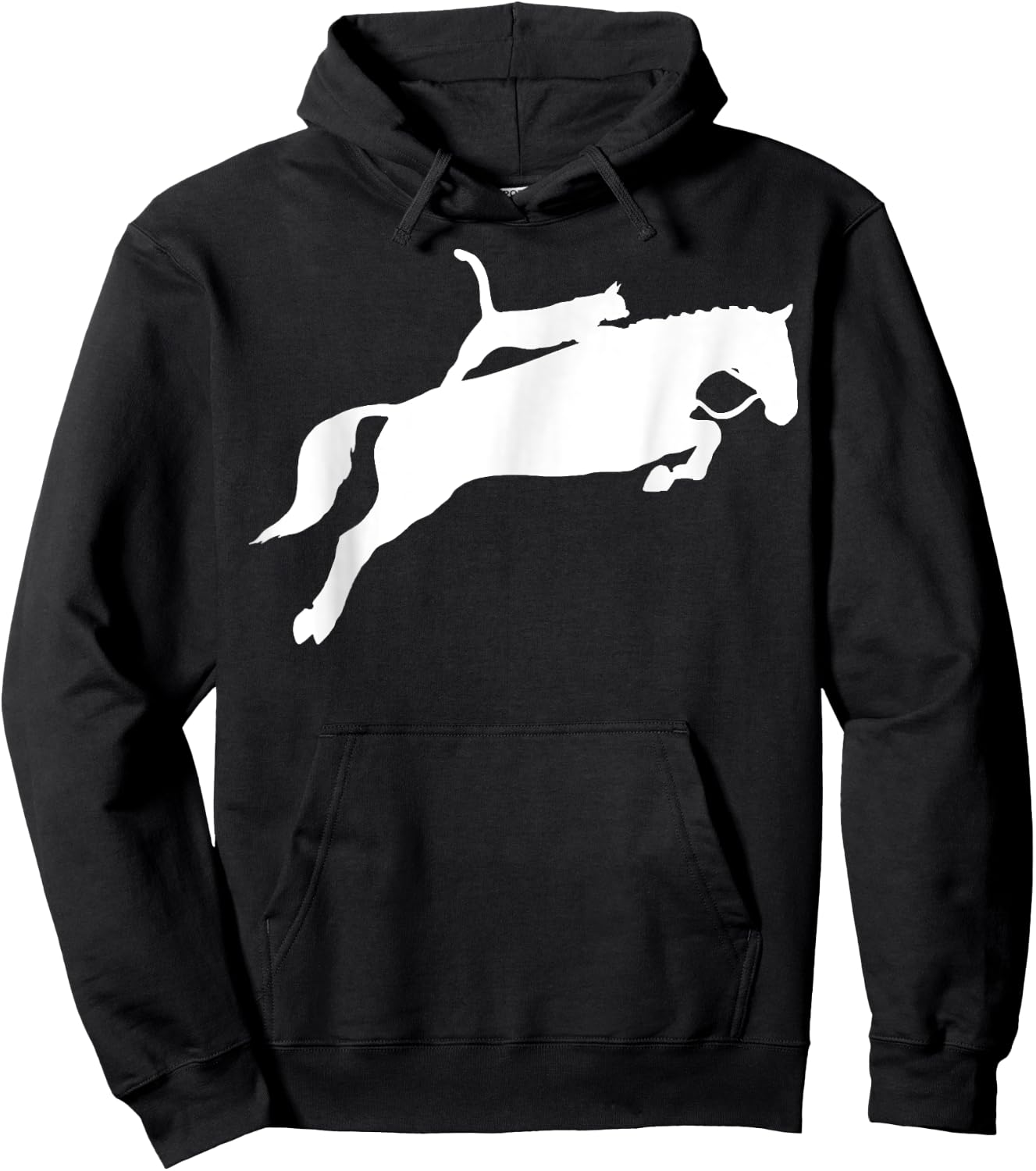 Horseback Riding Cat Funny Cat Horse Gift Men Women Hoodie - Hoodie | Black