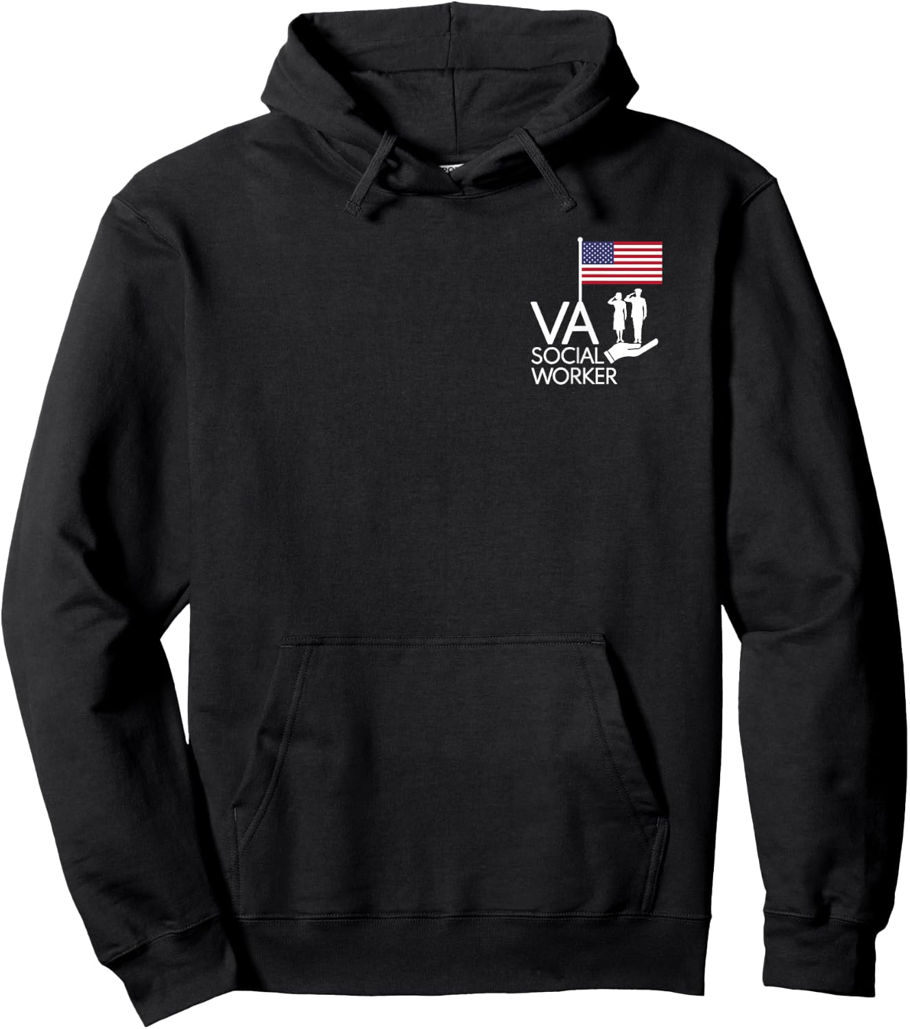 Veterans saluting the Flag supported by VA Social Workers Hoodie - Hoodie | Black