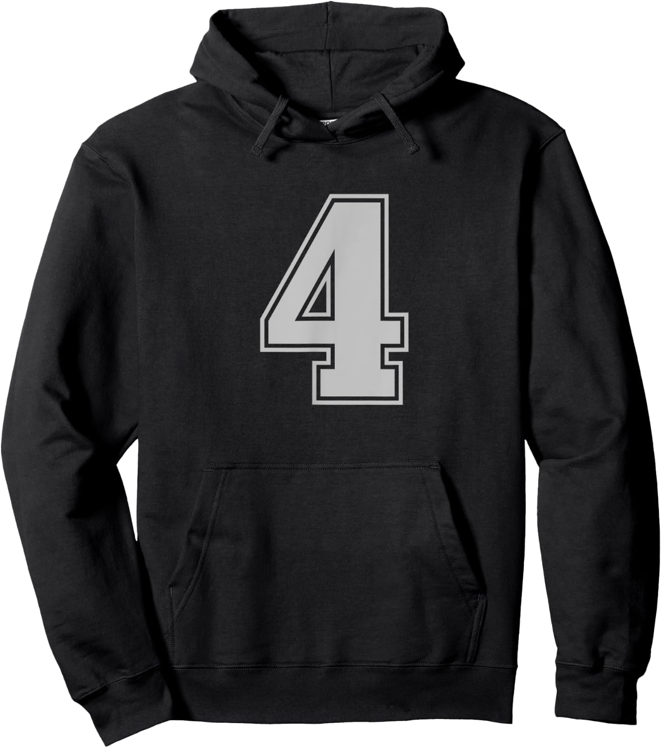 Number #4 Silver Sports Fan Jersey Number Hoodie - Hoodie | Black