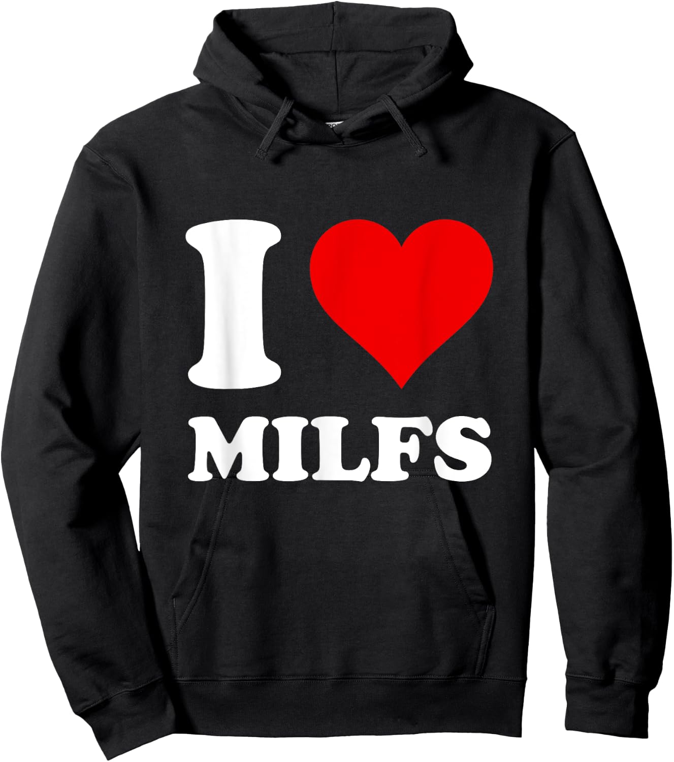 Red Heart I Love Milfs , black Hoodie - Hoodie | Black