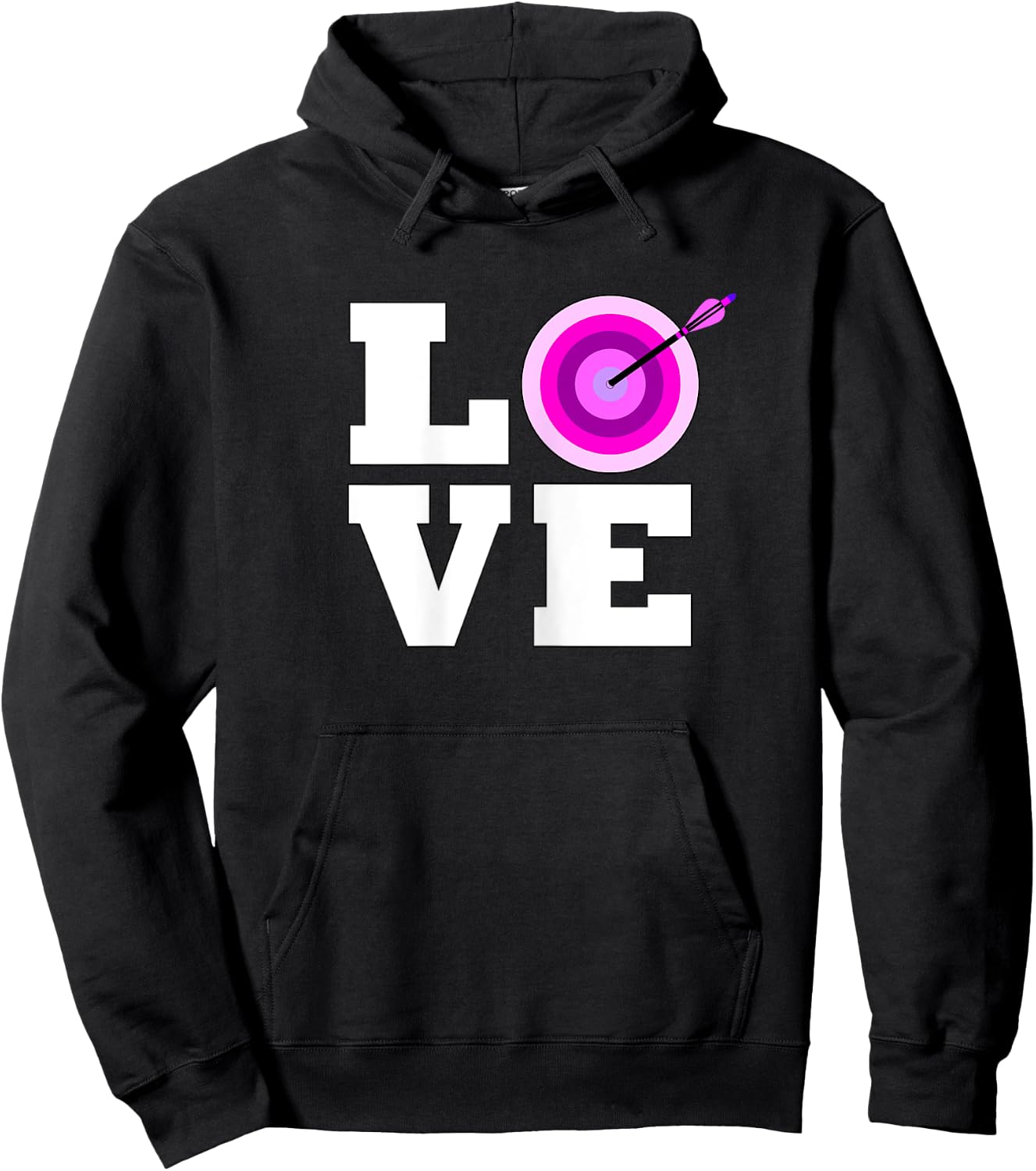 Girls Pink Archery LOVE Bow and Arrow Target Bullseye Hoodie - Hoodie | Black