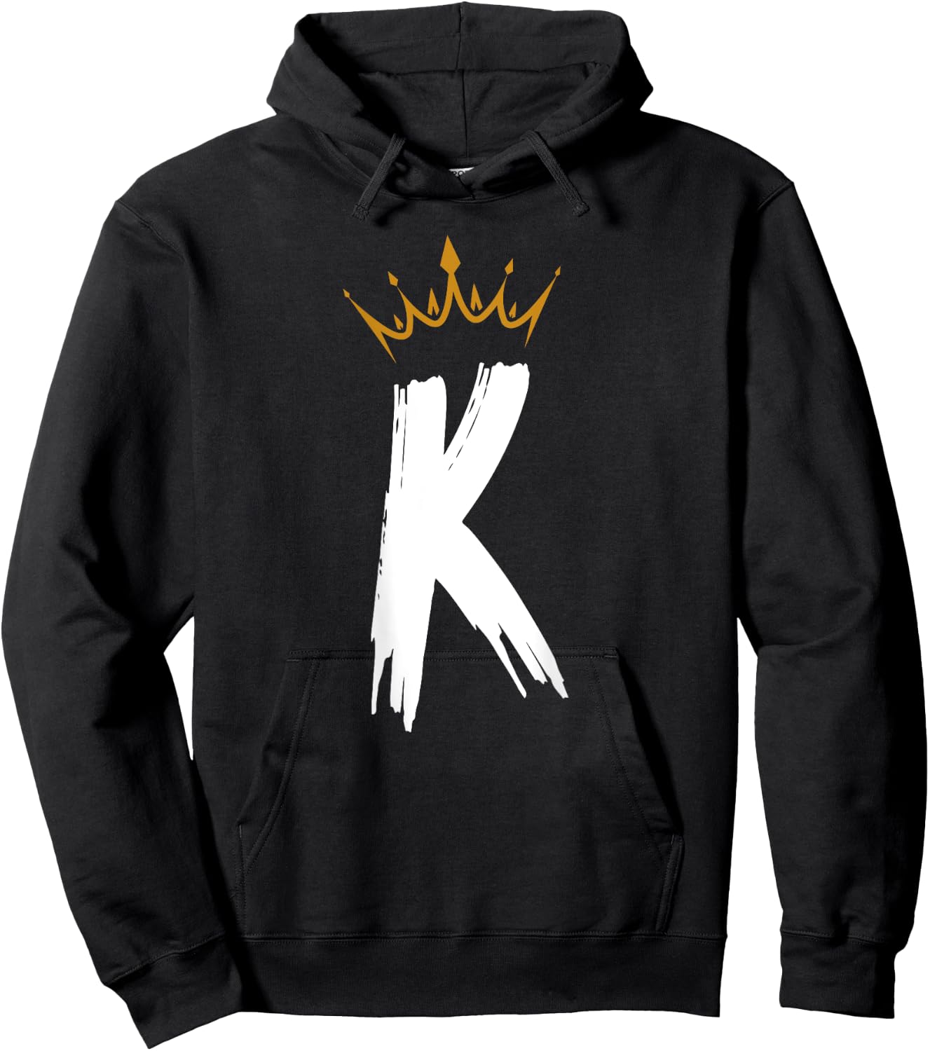 Queen King Letter K - BACKSIDE Letter With Crown Alphabet Hoodie - Hoodie | Black