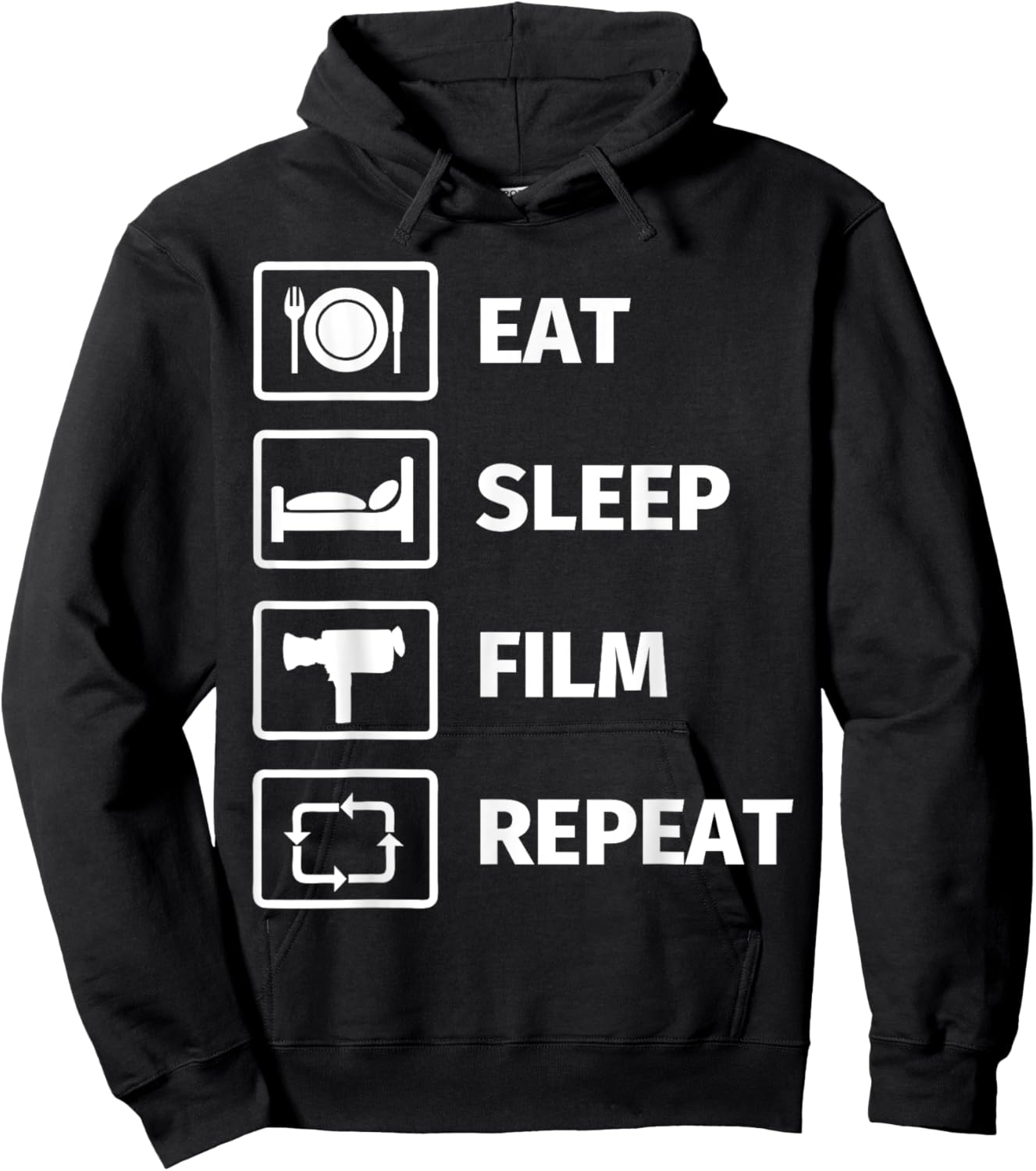 Eat Sleep Film Repeat Hoodie - Hoodie | Black