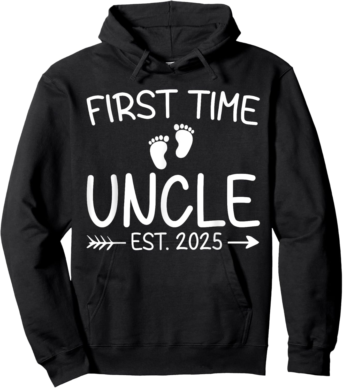 First Time Uncle Est. 2025 Fathers Day Baby Announcement Hoodie - Hoodie | Black