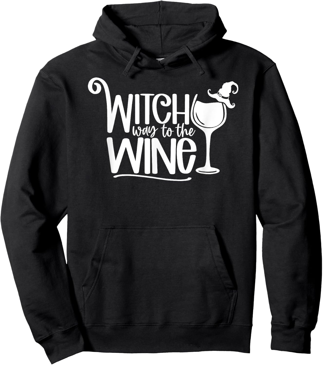 Witch Way To The Wine Funny Halloween Wine Lover Hoodie - Hoodie | Black