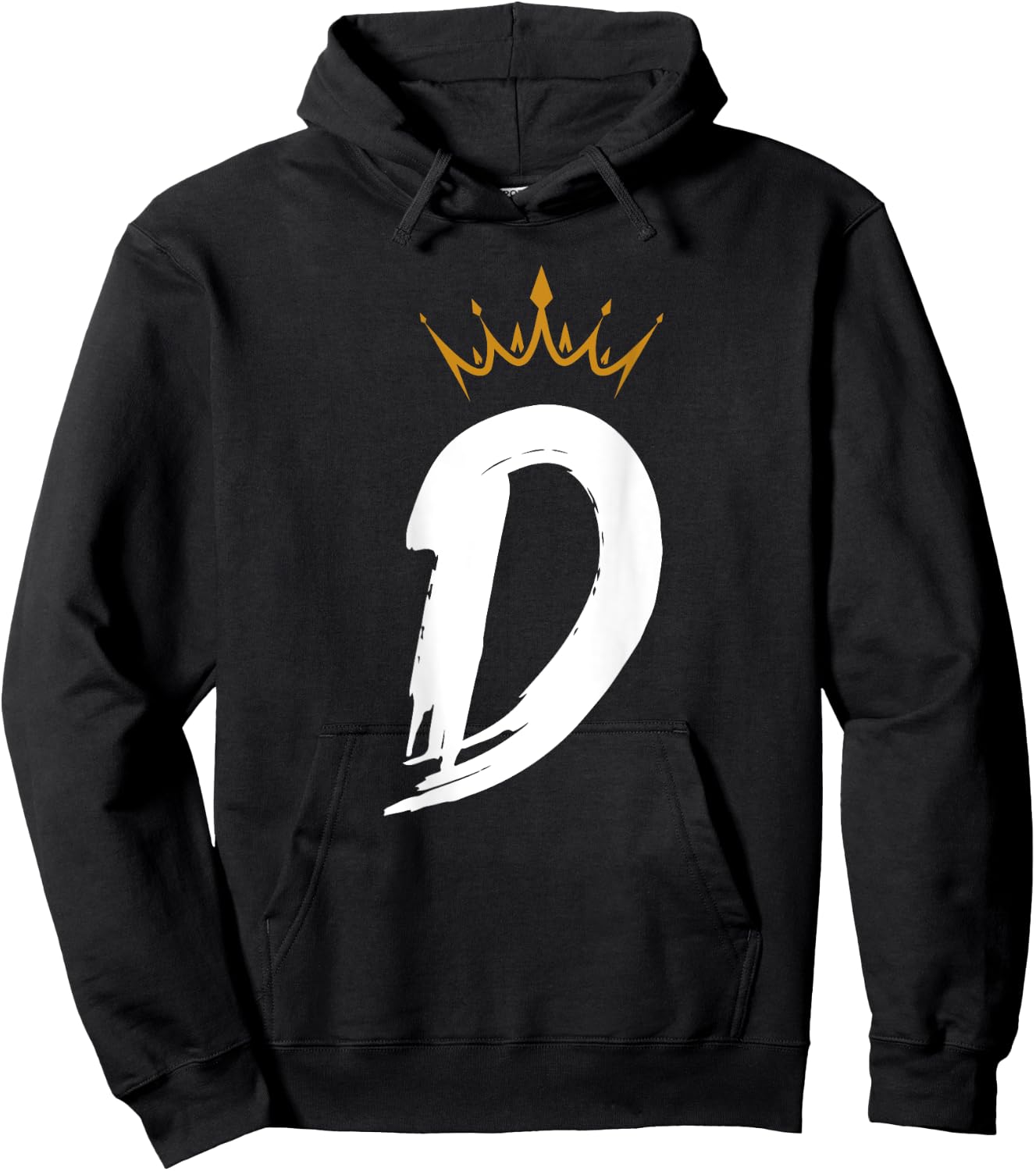 Queen King Letter D - BACKSIDE Letter With Crown Alphabet Hoodie - Hoodie | Black
