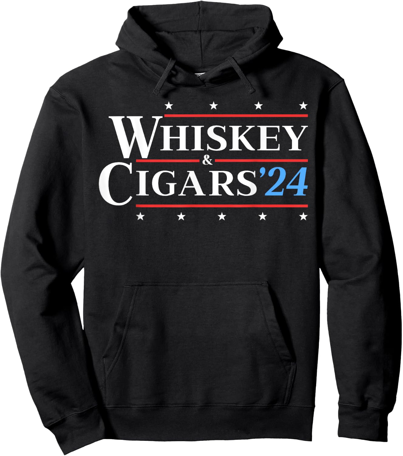 Whiskey & Cigars '24 Funny Presidential Election 2024 Parody Hoodie - Hoodie | Black
