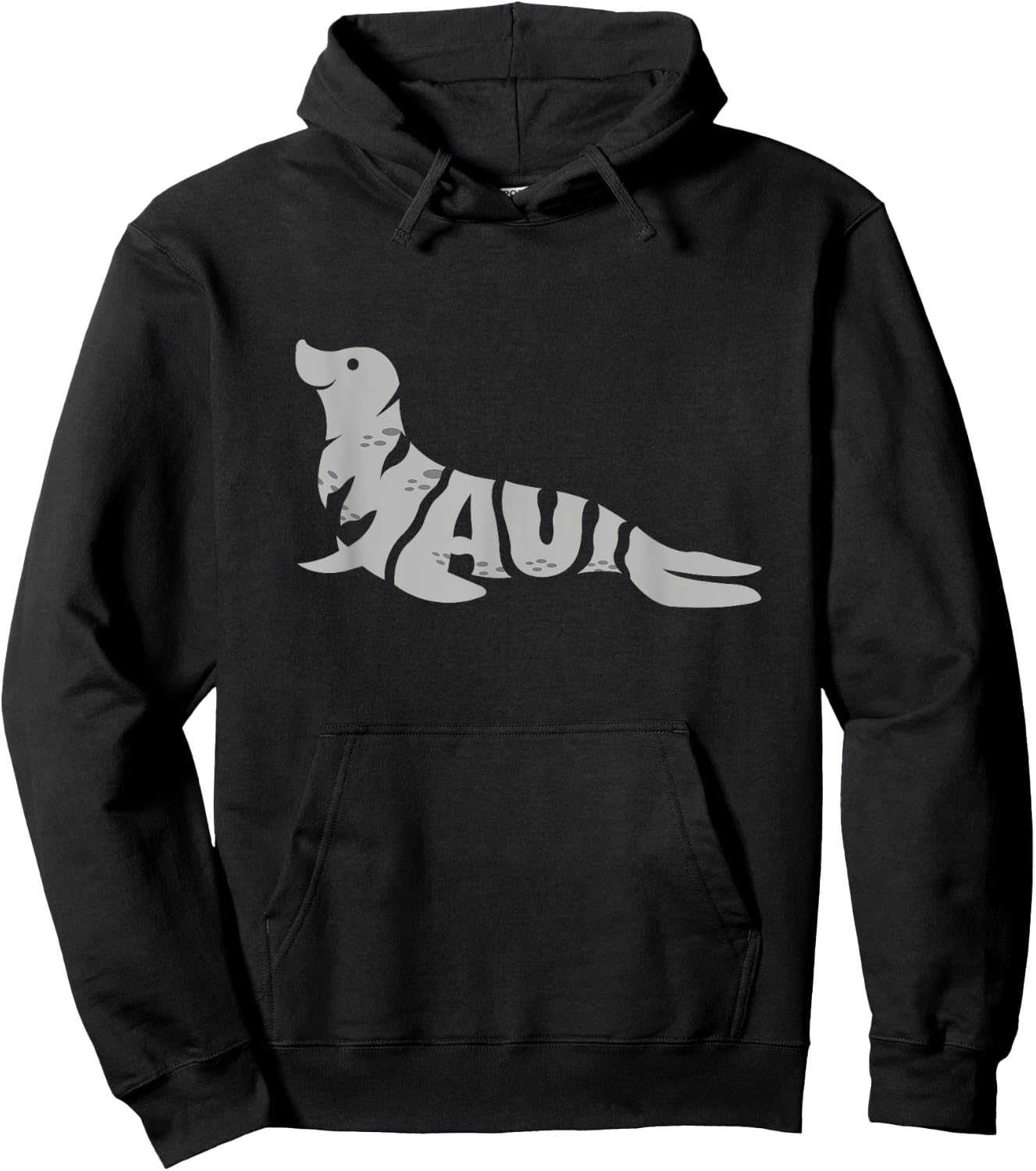 Maui Hawaiian Monk Seal Word Art - Funny Mammal Animal Hoodie - Hoodie | Black