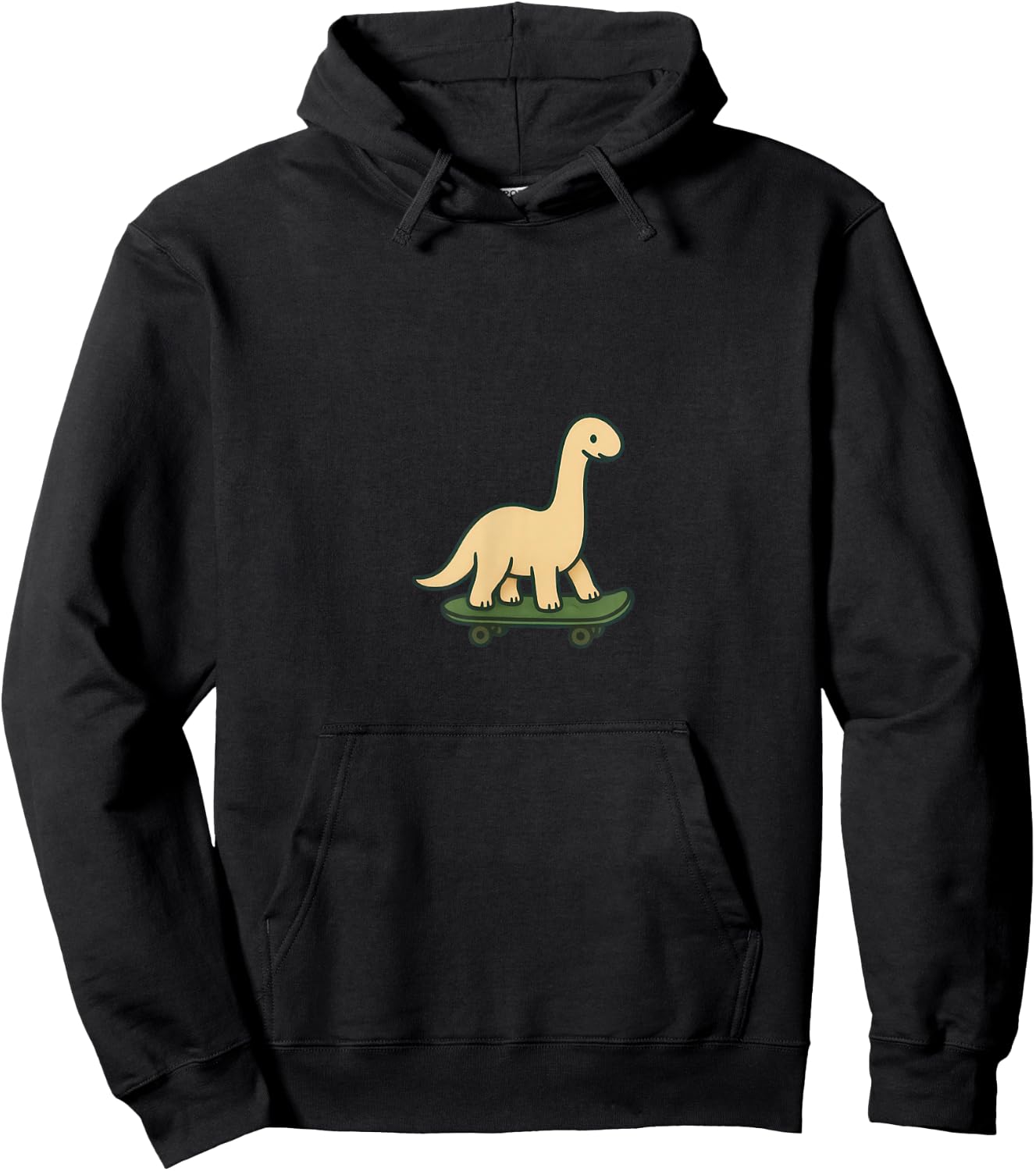 Dino On Skateboard - Funny Children's Illustration Hoodie - Hoodie | Black
