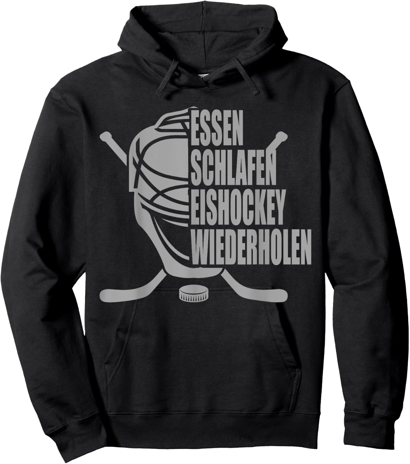 Essen Schlafen Eishockey Wiederholen Vintage Ice Hockey , black Hoodie - Hoodie | Black