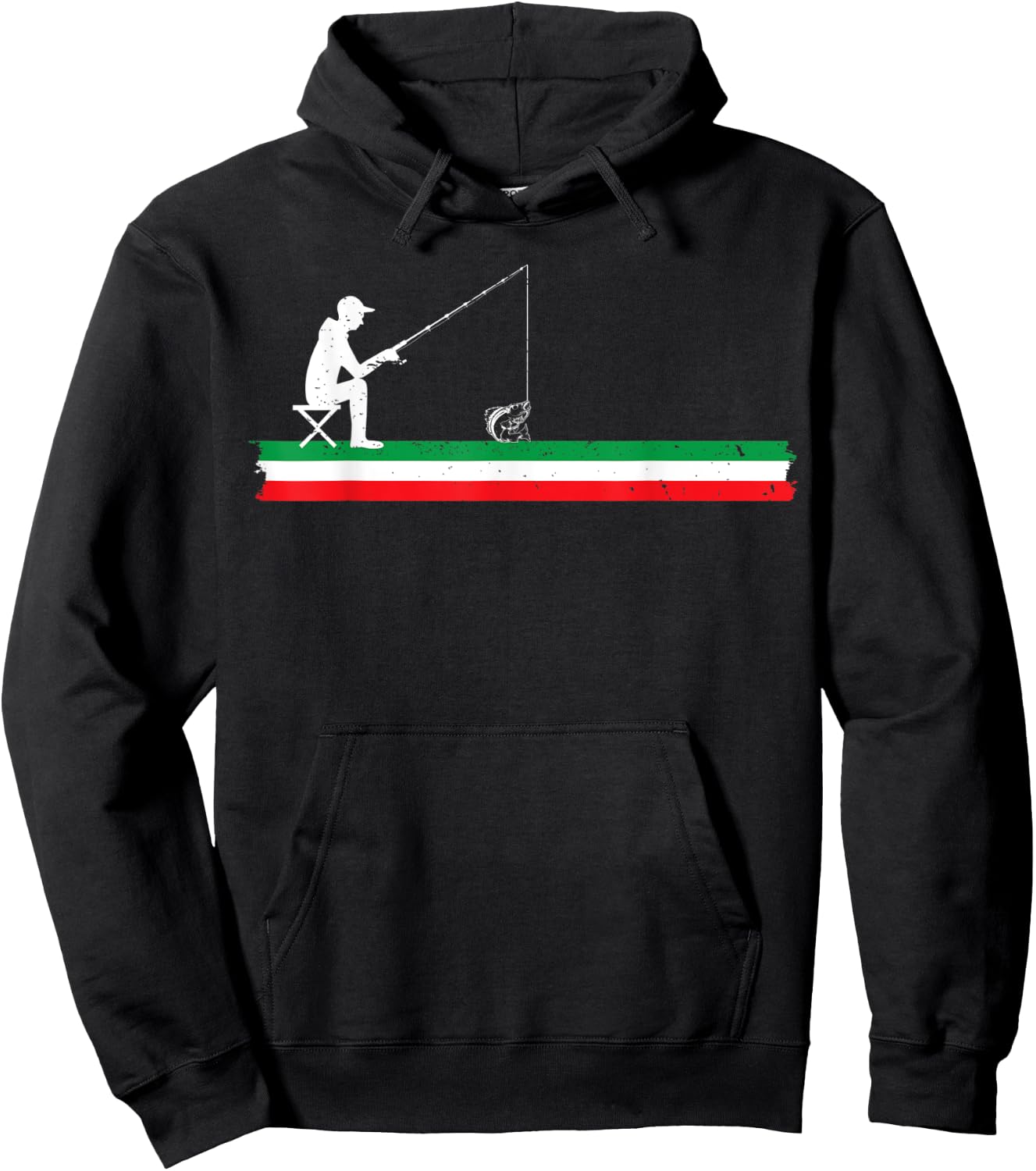 Proud Italian Fisherman Italy Flag Italian Walleye Fishing Hoodie - Hoodie | Black
