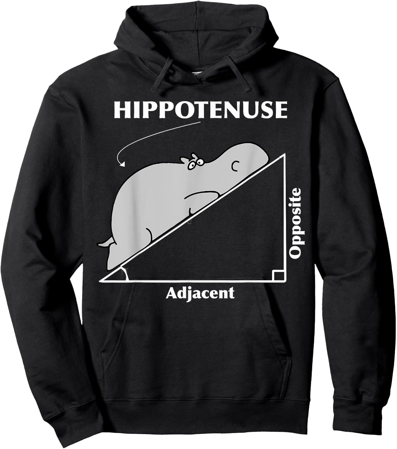 Hippotenuse Adjacent Opposite Hippopotamus Math Art Hoodie - Hoodie | Black