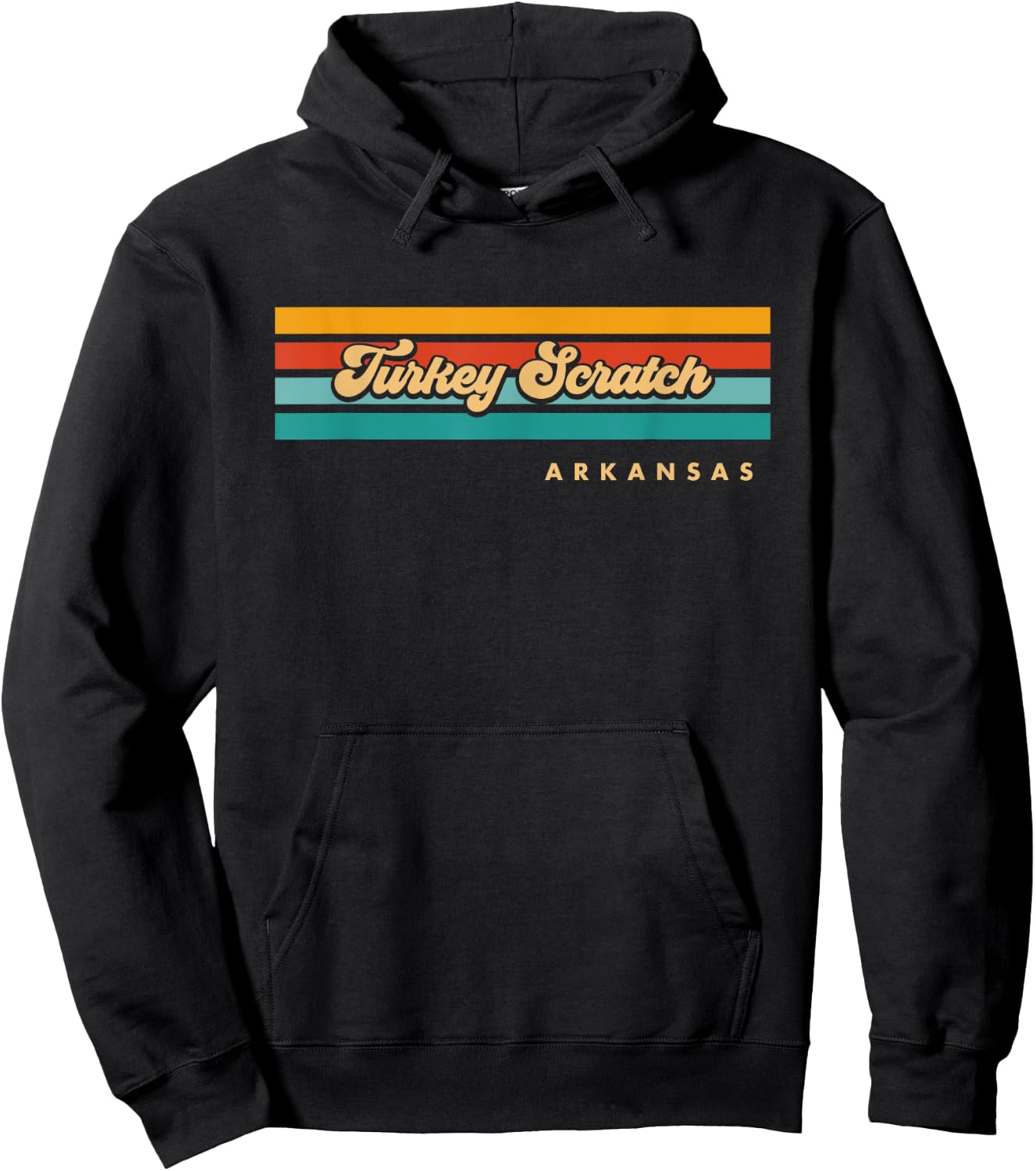Vintage Sunset Stripes Turkey Scratch, Arkansas Hoodie - Hoodie | Black