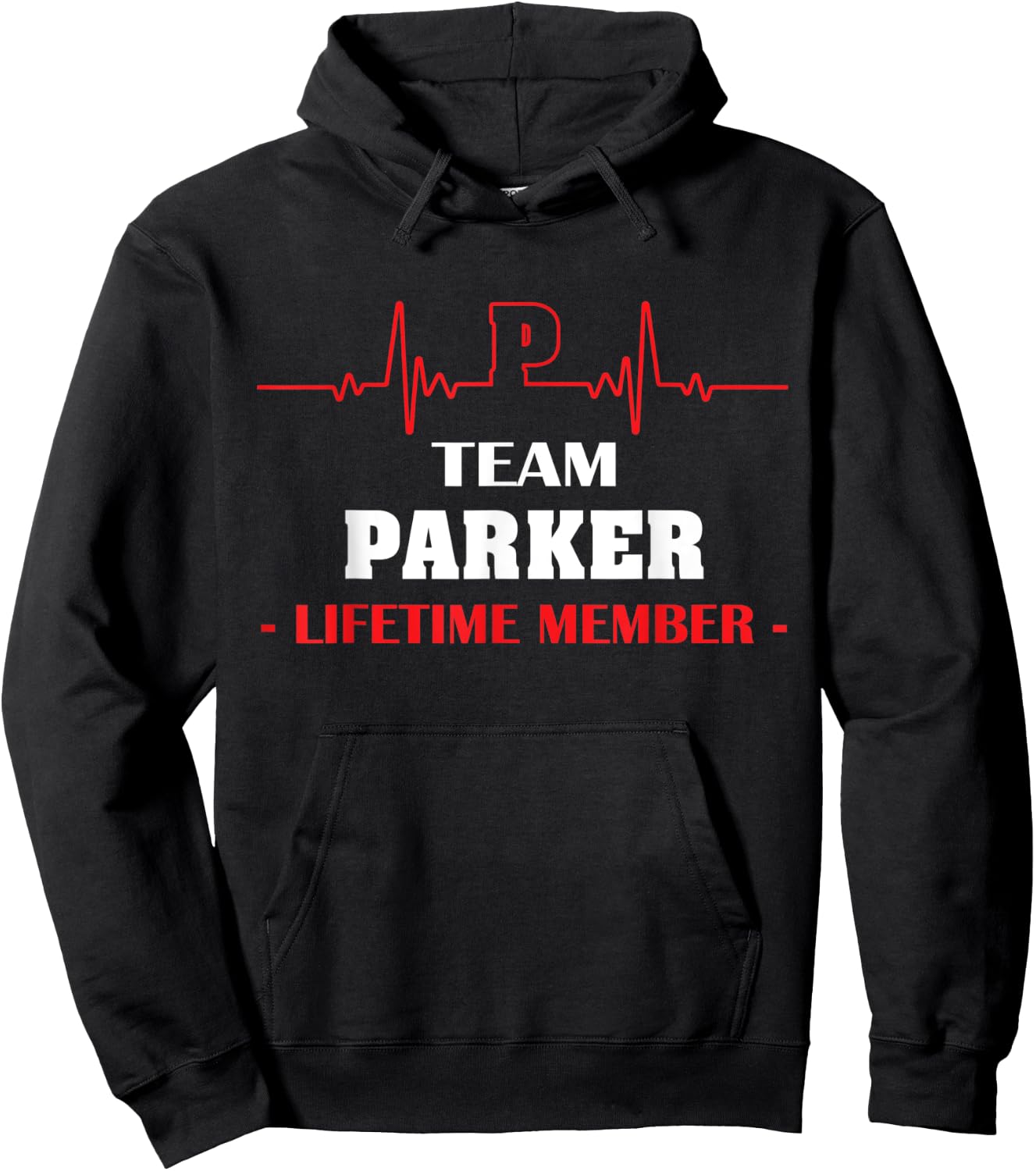 Team PARKER lifetime member name shirt father's day hearbeat Hoodie - Hoodie | Black
