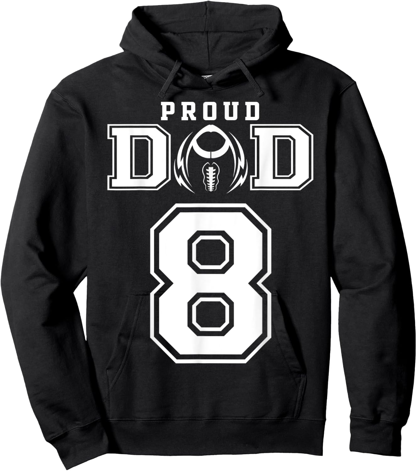 Custom Proud Football Dad Number 8 Personalized Hoodie - Hoodie | Black
