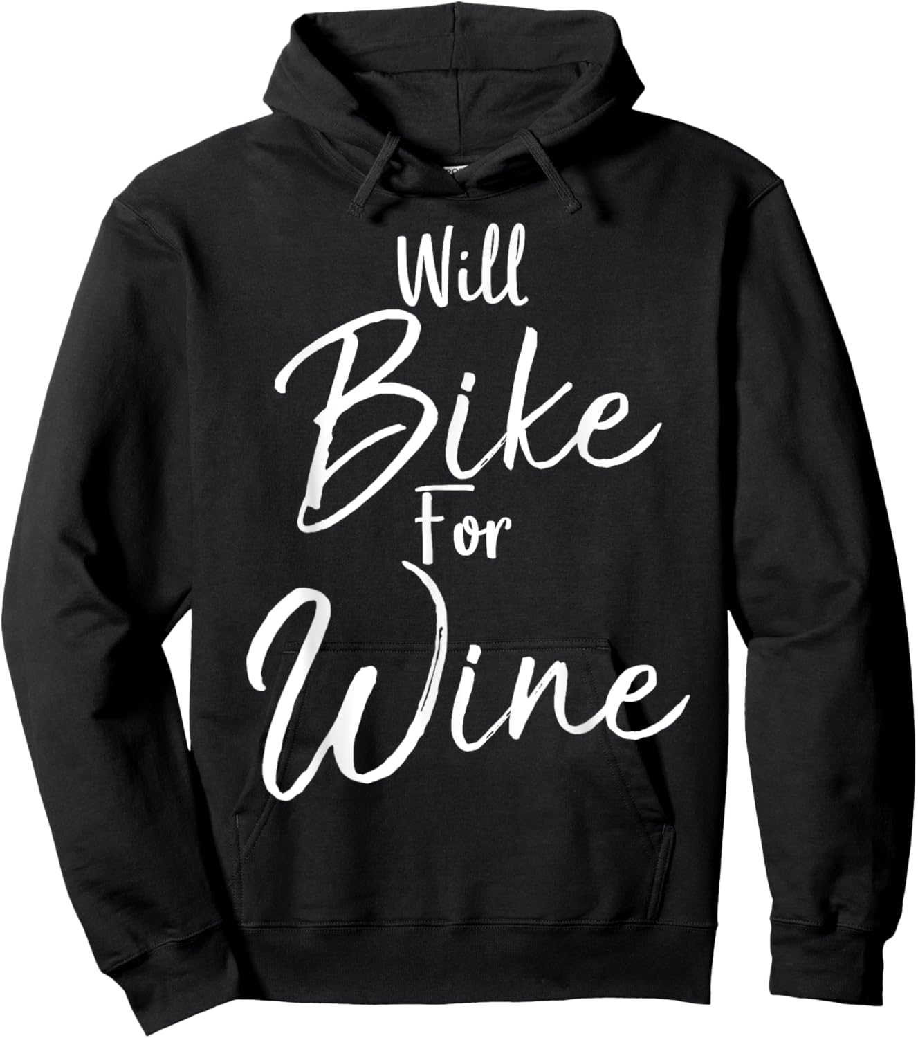 Will Bike for Wine Shirt Funny Biking Cycling Spin Hoodie - Hoodie | Black