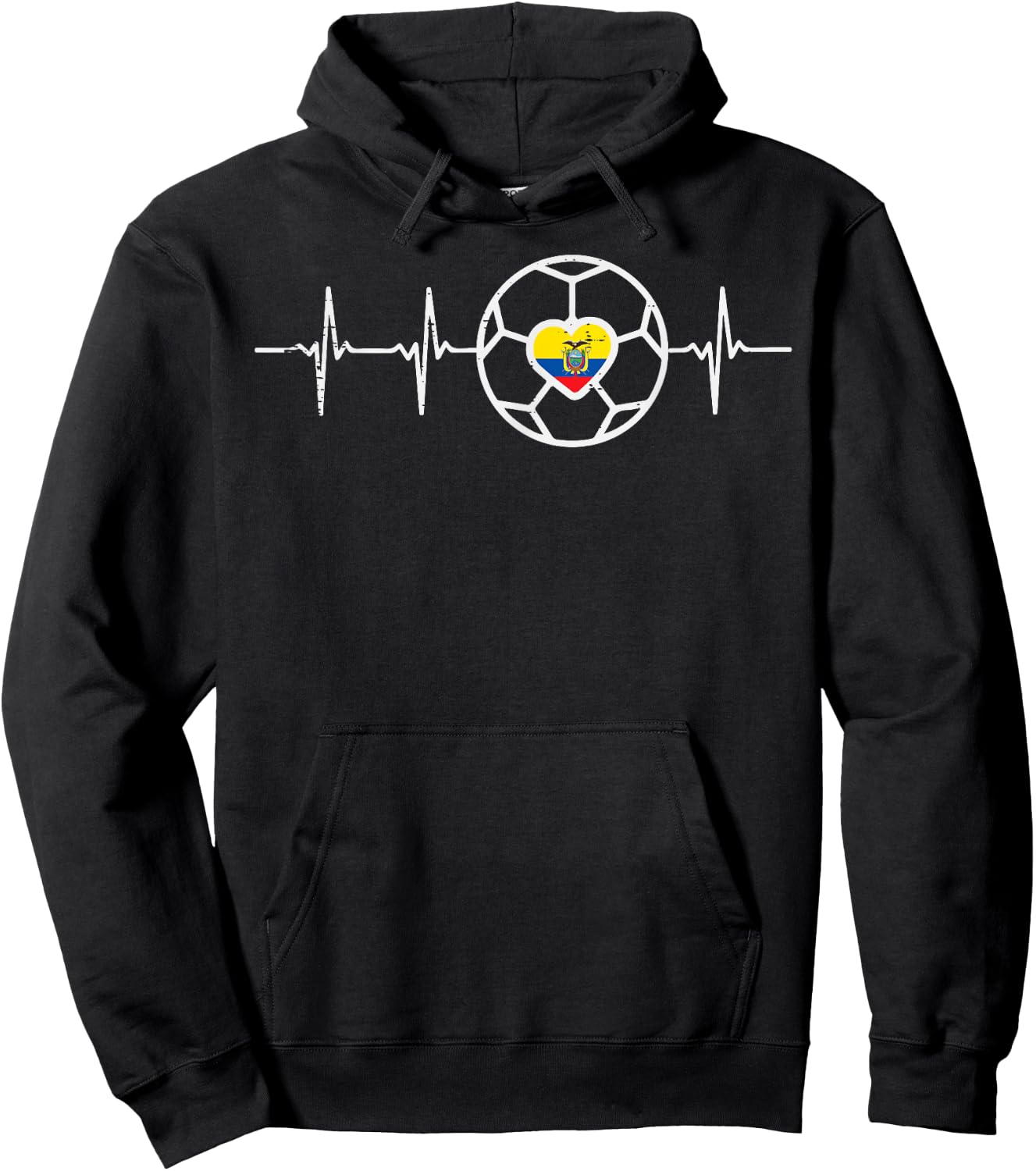 Heartbeat Ecuador Flag Soccer Football Fan Men Women Kids Hoodie - Hoodie | Black