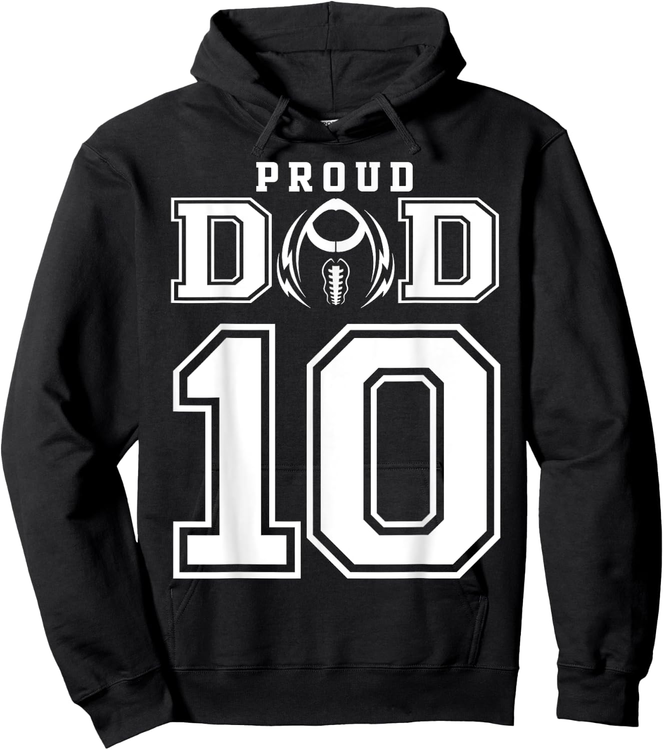 Custom Proud Football Dad Number 10 Personalized Hoodie - Hoodie | Black