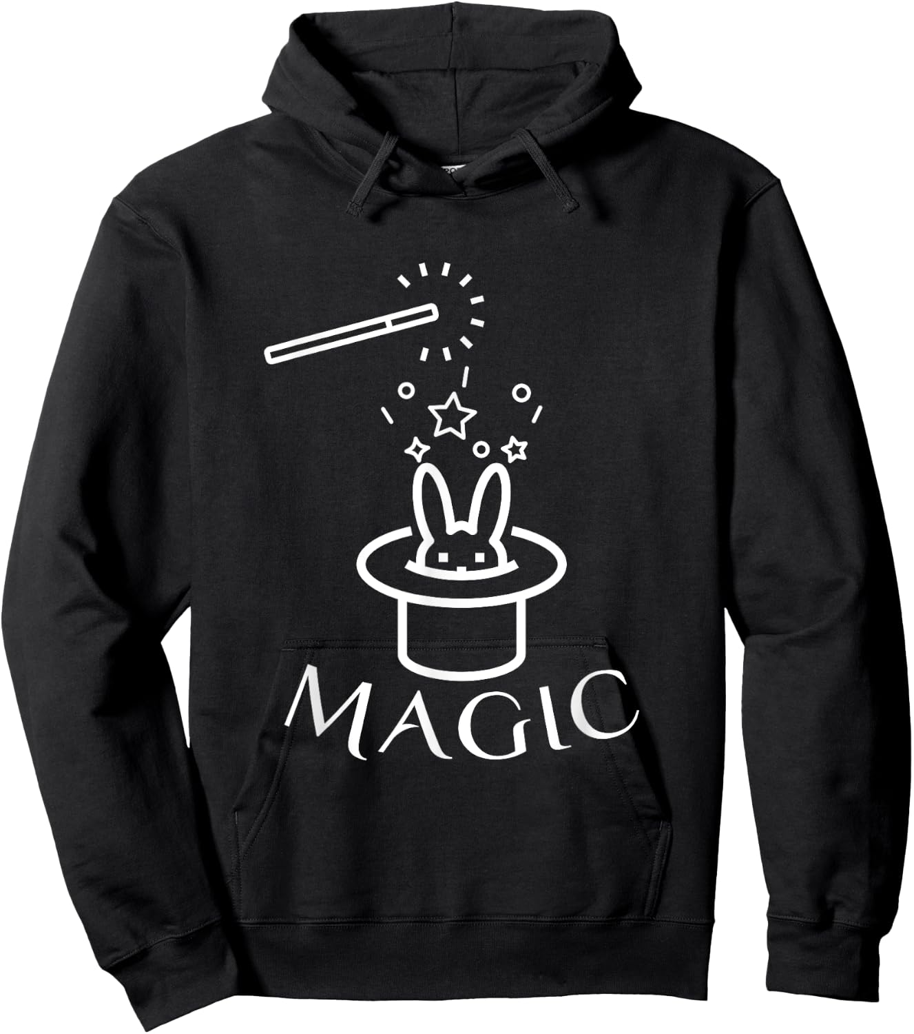 Rabbit In Magic Hat With Magic Wand Magician Hoodie - Hoodie | Black