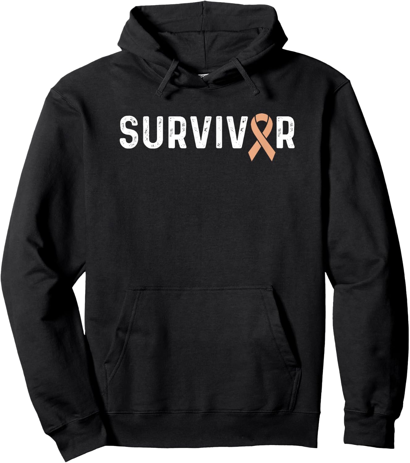 Uterine Cancer Awareness Peach Ribbon Survivor Remission Hoodie - Hoodie | Black