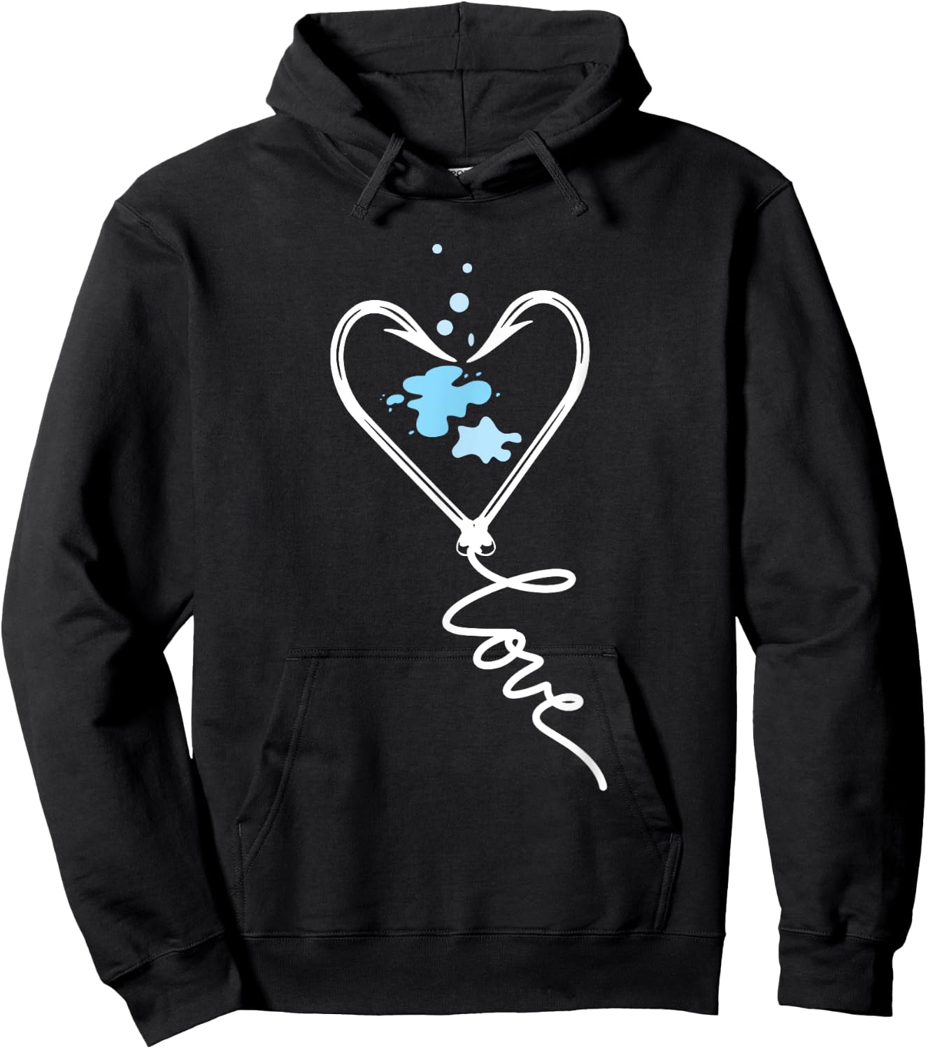 Cute - Fish Hook Heart Love Fishing Hoodie - Hoodie | Black