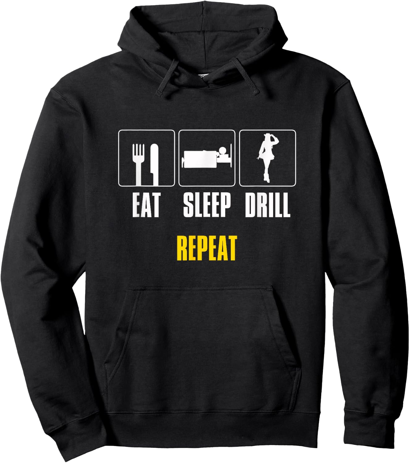 Eat Sleep Drill Repeat Drill Team Color Guard Hoodie - Hoodie | Black