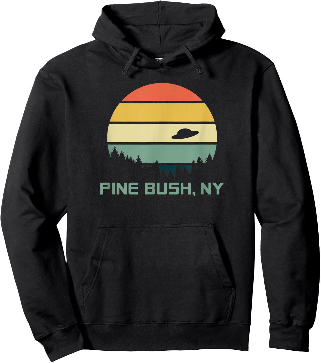 Retro Pine Bush, NY Alien T Shirt Hoodie - Hoodie | Black