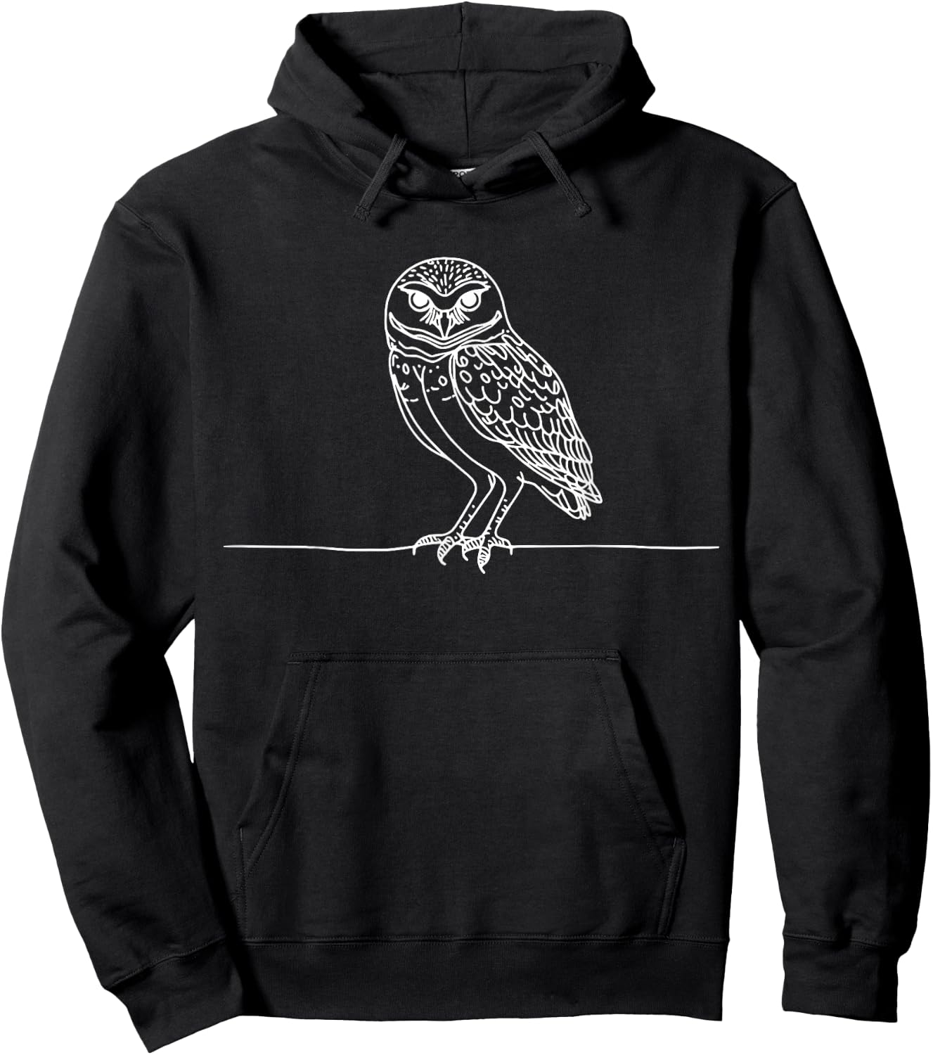 Line Art Bird & Ornithologist Burrowing Owl Hoodie - Hoodie | Black
