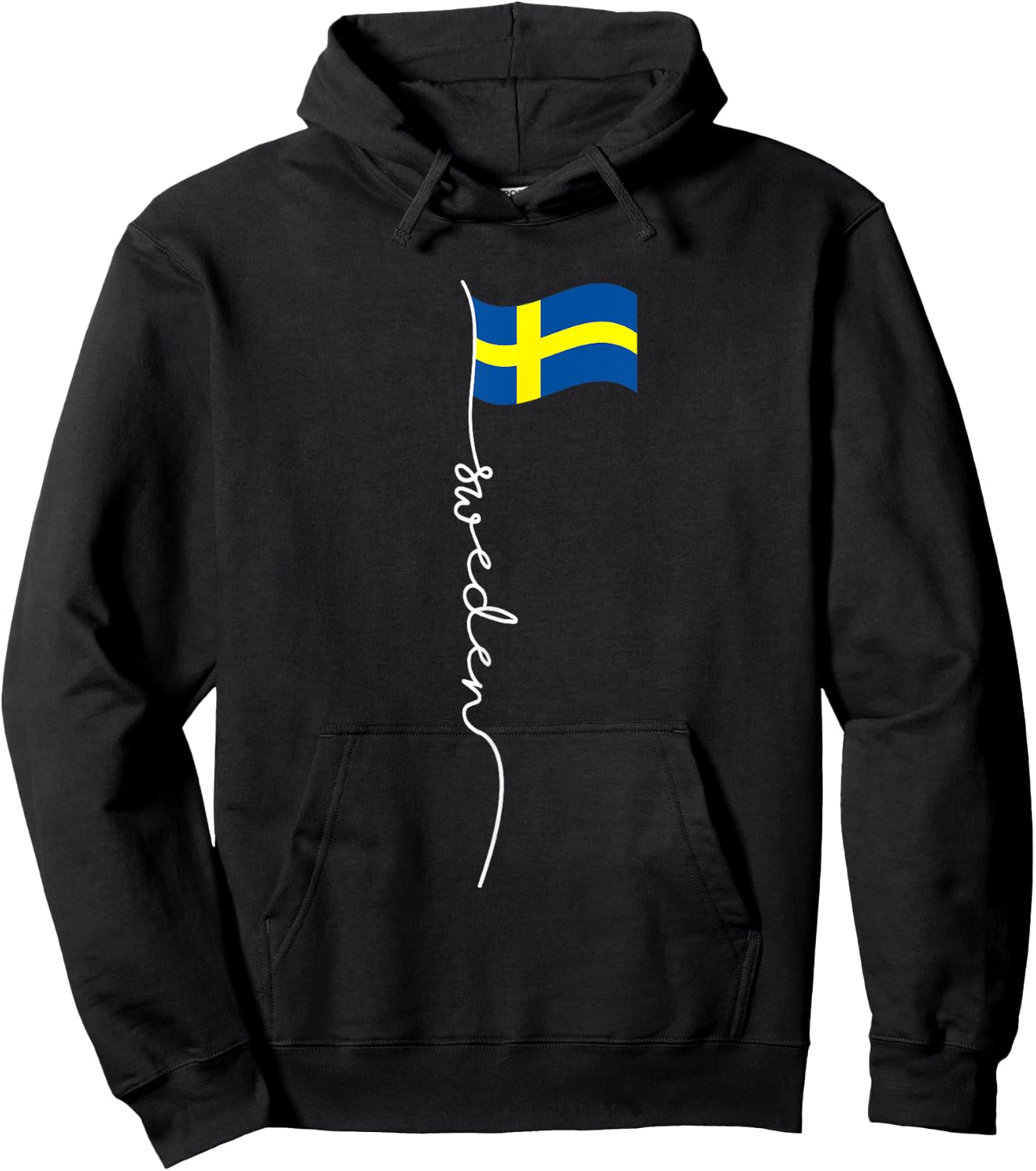 Sweden Signature Flag Pole - Elegant Patriotic Swedish Flag Hoodie - Hoodie | Black