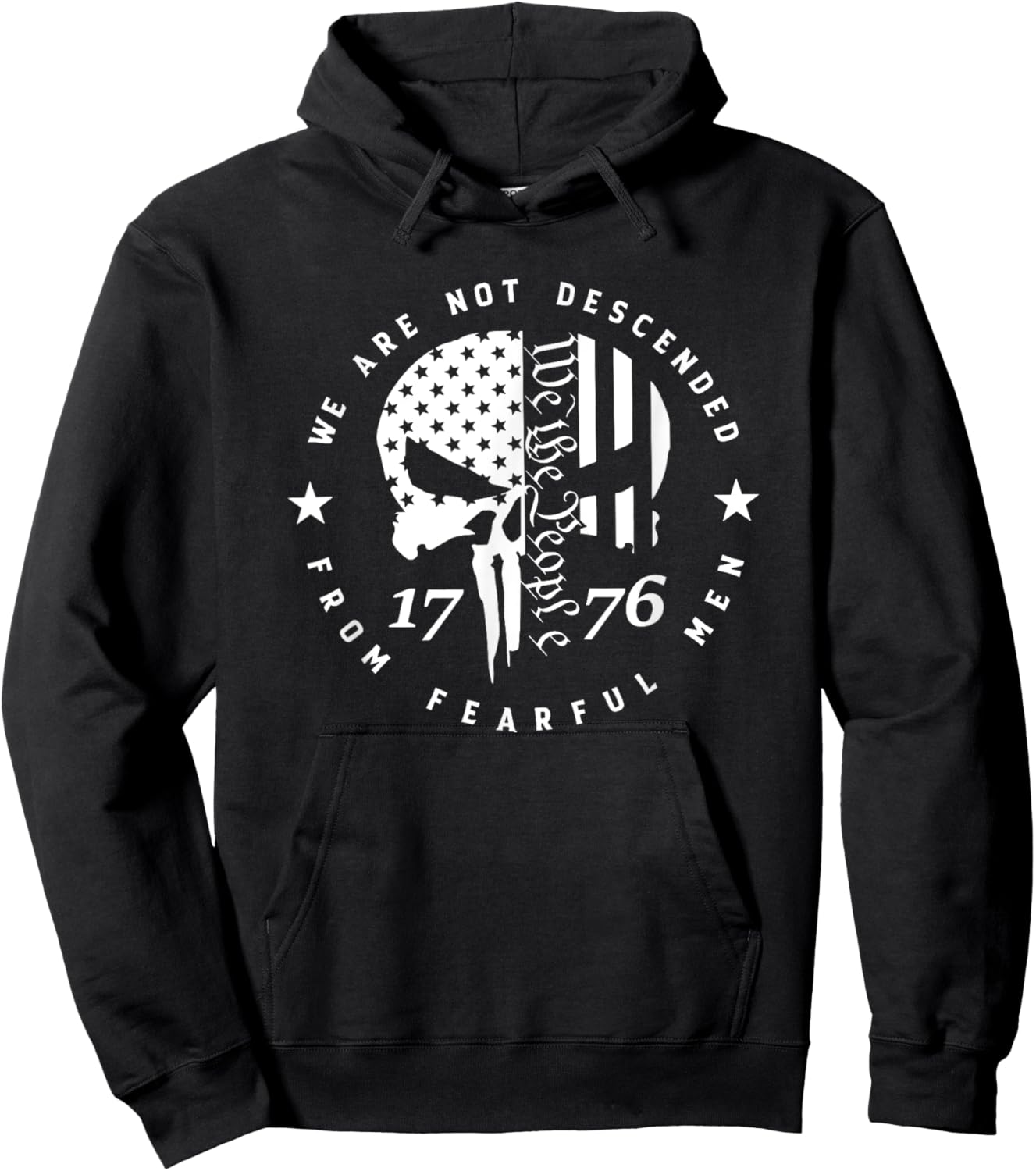 We Are Not Descended From Fearful Men, 4th Of July Skull Hoodie - Hoodie | Black