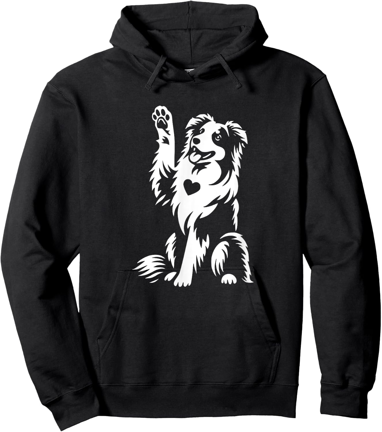Cute Australian Shepherd Aussie Dog Heart Graphic Design Hoodie - Hoodie | Black