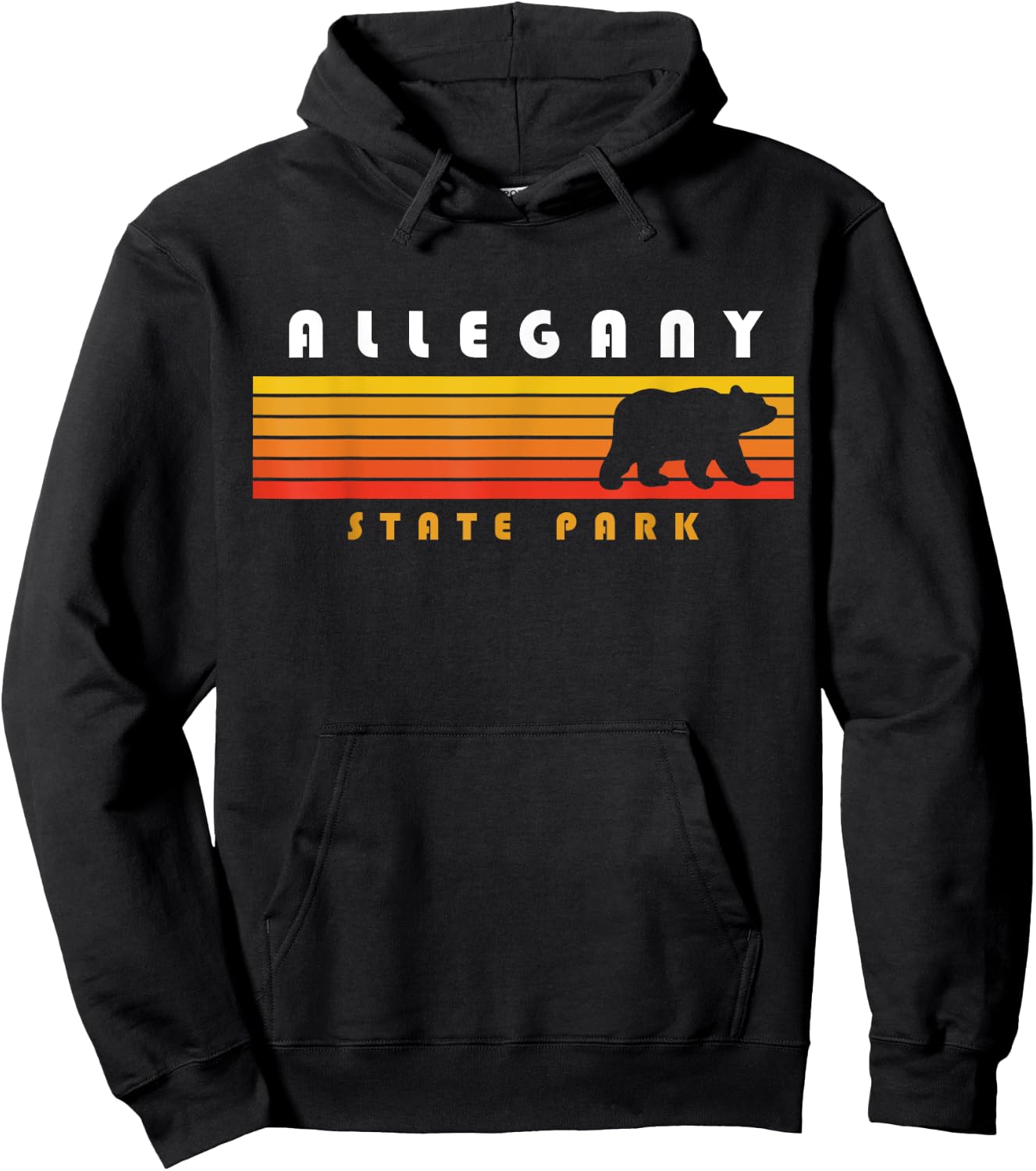 Allegany State Park Camping New York Bear Retro Hoodie - Hoodie | Black