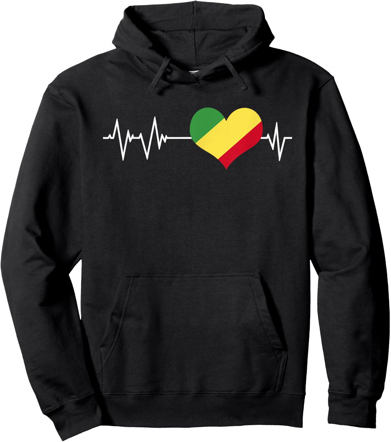 Congo Flag Heart Beat Love Brazzaville Africa , Black, S Hoodie - Hoodie | Black