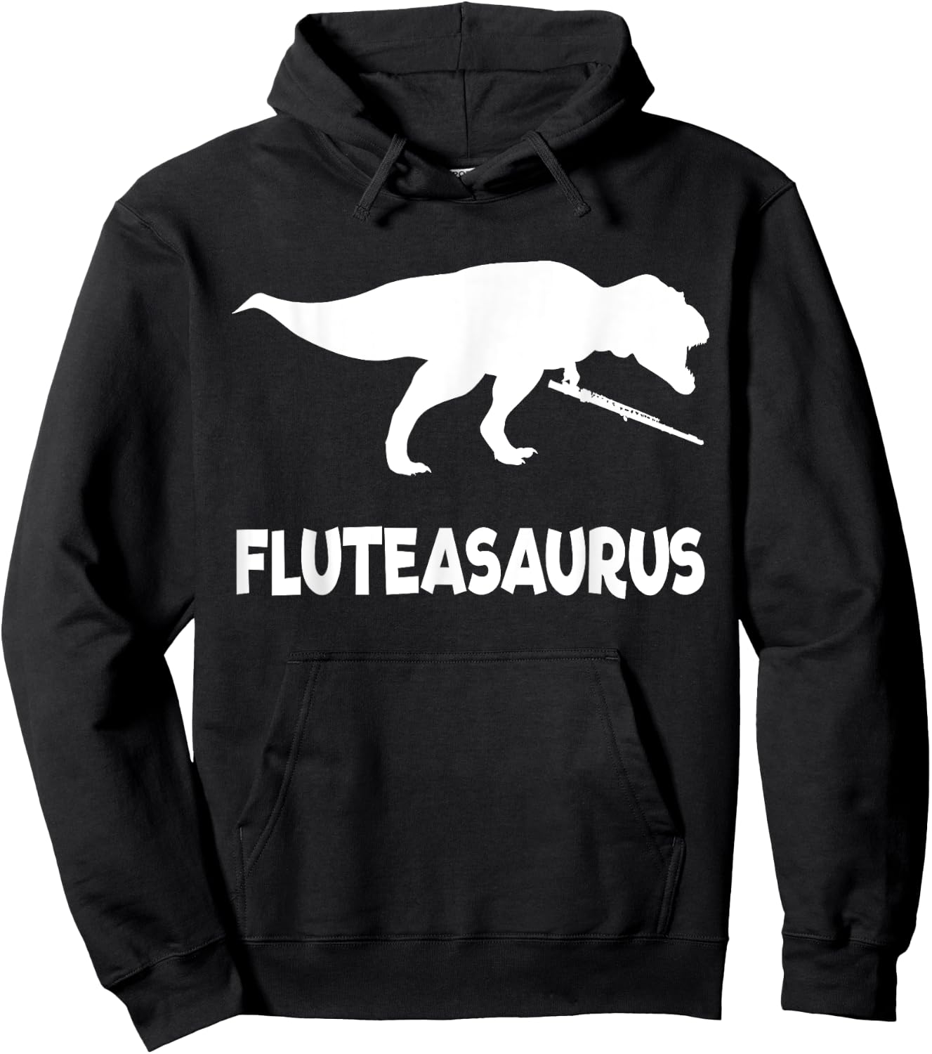 Funny Fluteasaurus Flute Dinosaur (Flute Shirt) Hoodie - Hoodie | Black