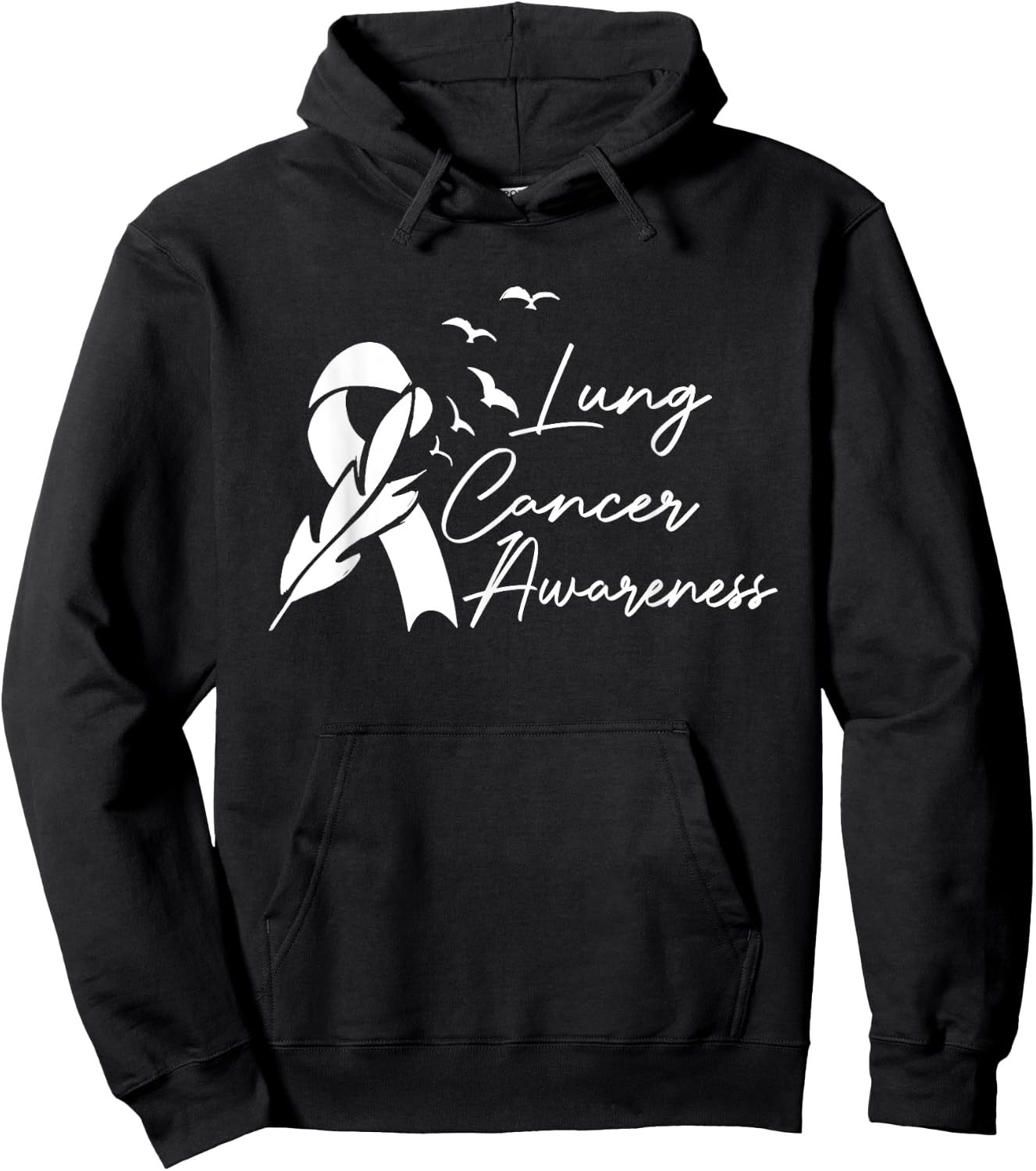 Cute Lung Cancer Awareness Month White Ribbon Men Women Kids Hoodie - Hoodie | Black