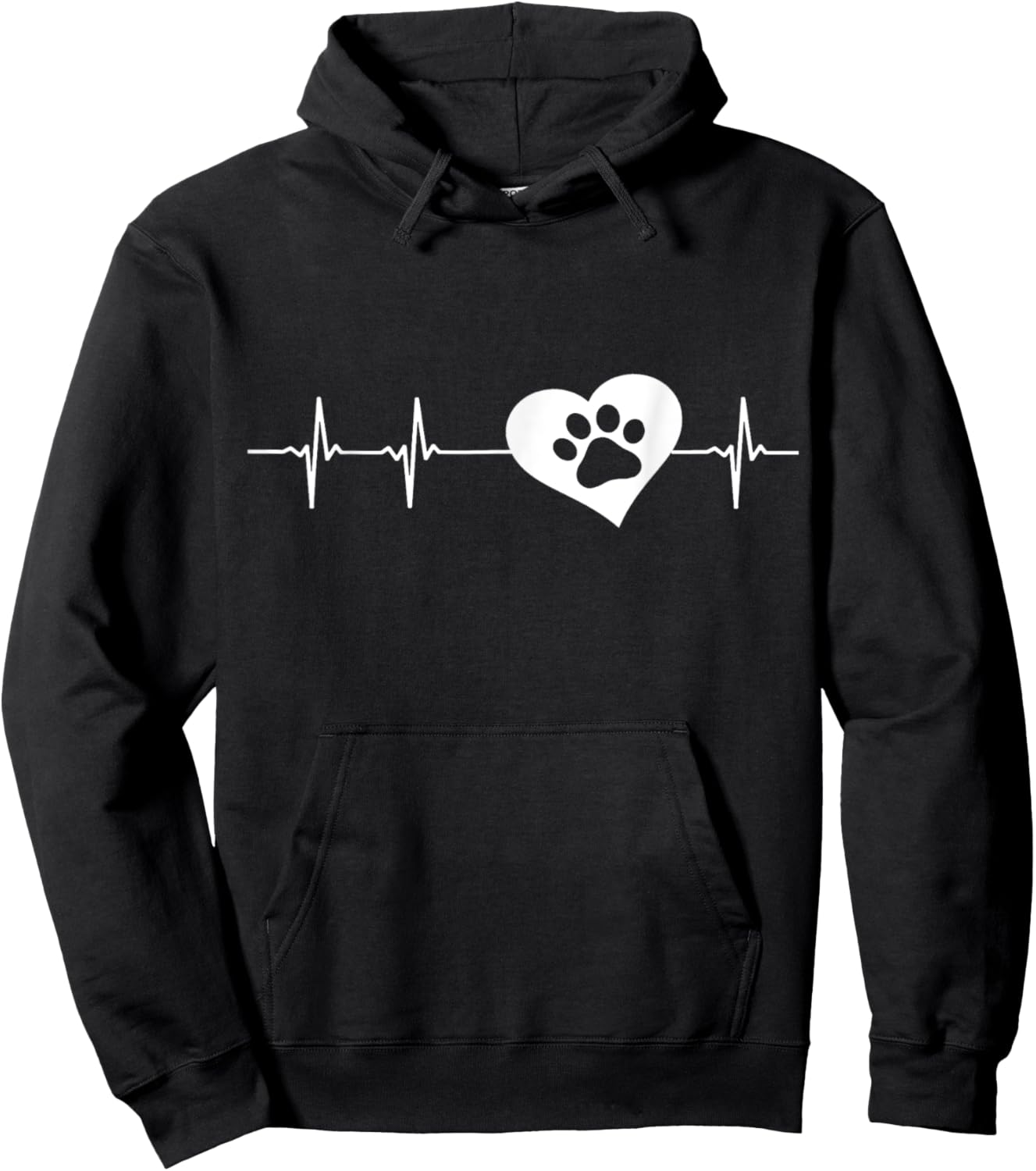 Dog Animal Pet Rescue Heart Beat Paw Print Shirt Men Women Girls Kids Hoodie - Hoodie | Black