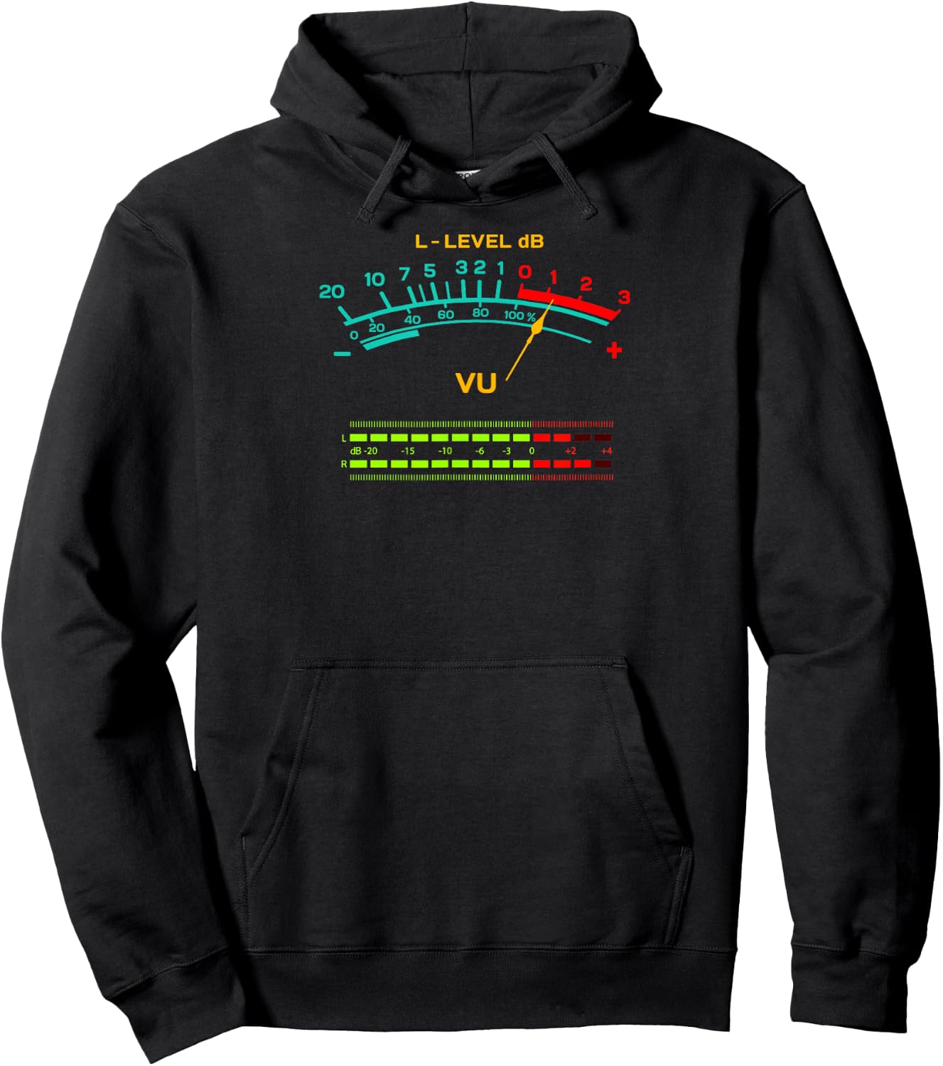 Retro VU Meter Vintage Hi-Fi Audio Stereo Music Sound Hoodie - Hoodie | Black