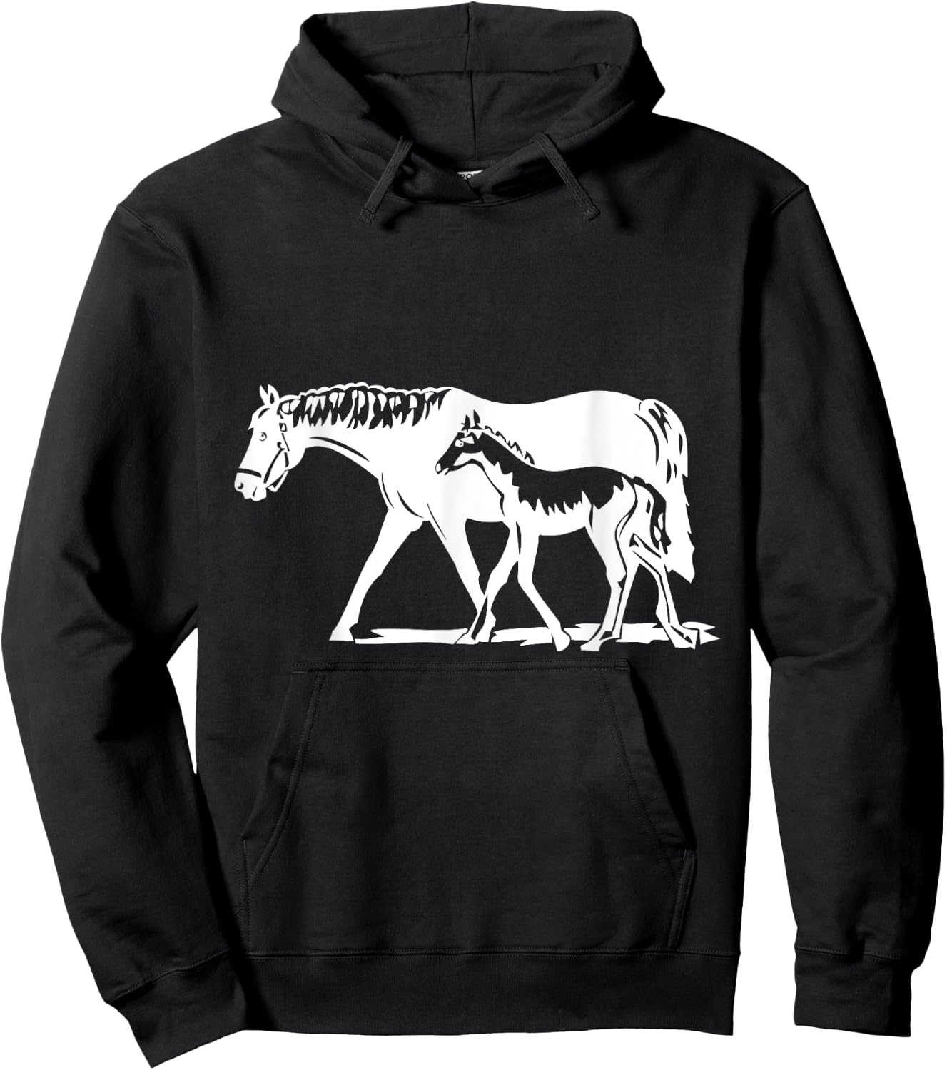 Horse Mom With Baby Mare And Foal Hoodie - Hoodie | Black