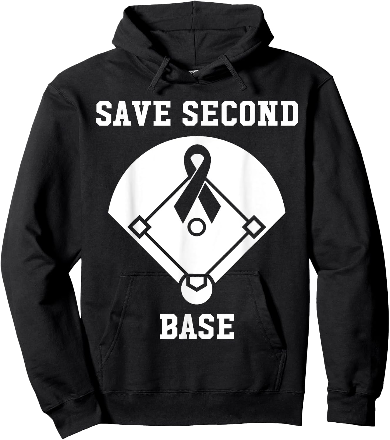 Breast Cancer Awareness - Save 2nd Base Pink Ribbon Hoodie - Hoodie | Black