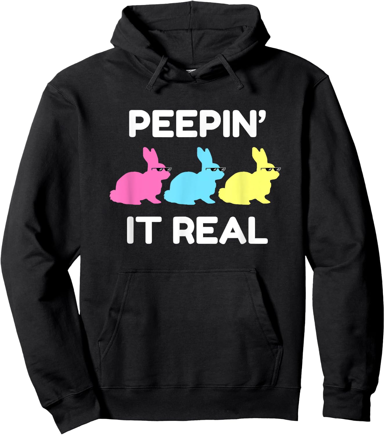 Peepin' It Real Happy Easter Bunnies Lover Friends Matching Hoodie - Hoodie | Black