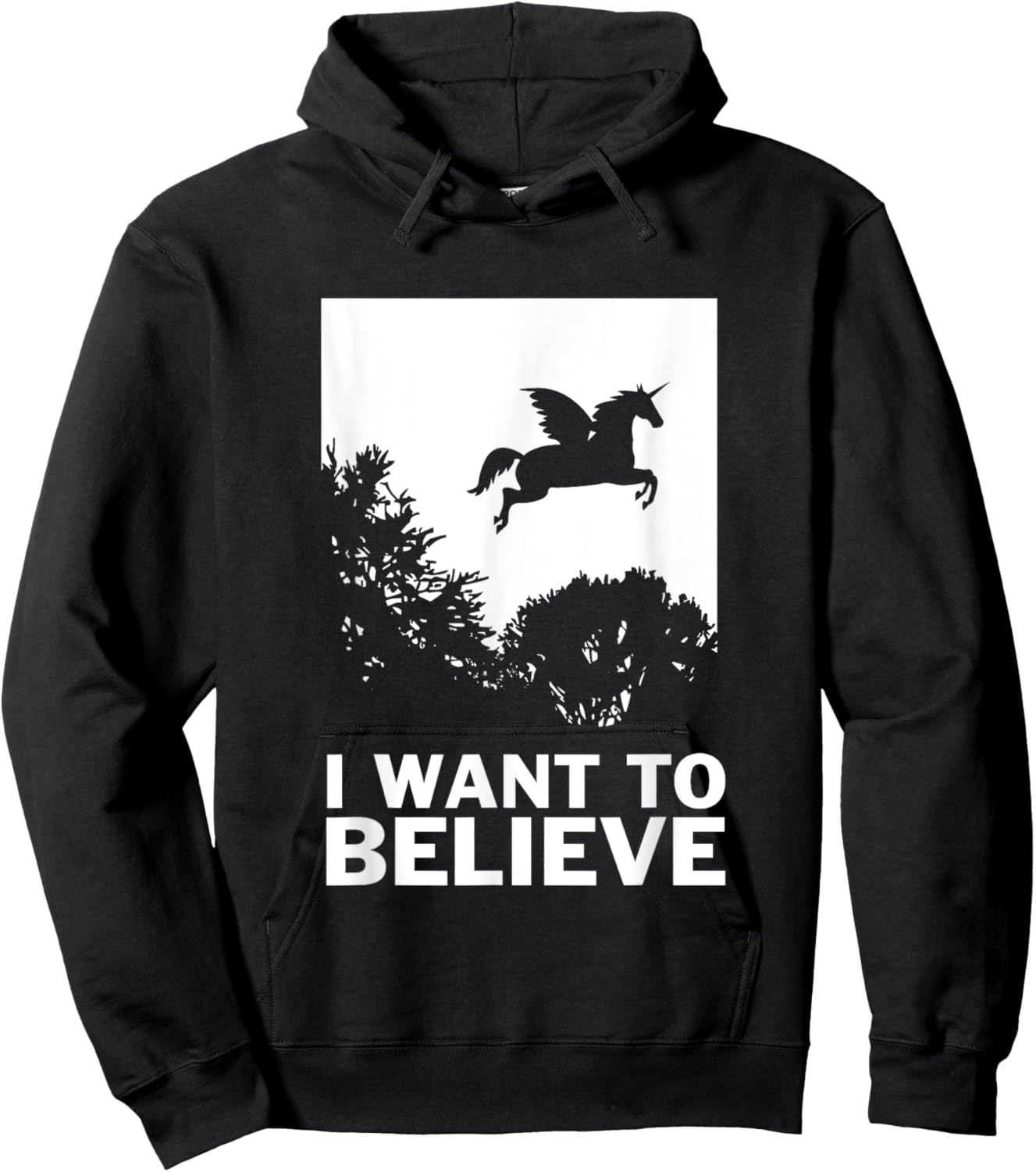 I Want To Believe Unicorns - UFO Conspiracy Flying Hoodie - Hoodie | Black