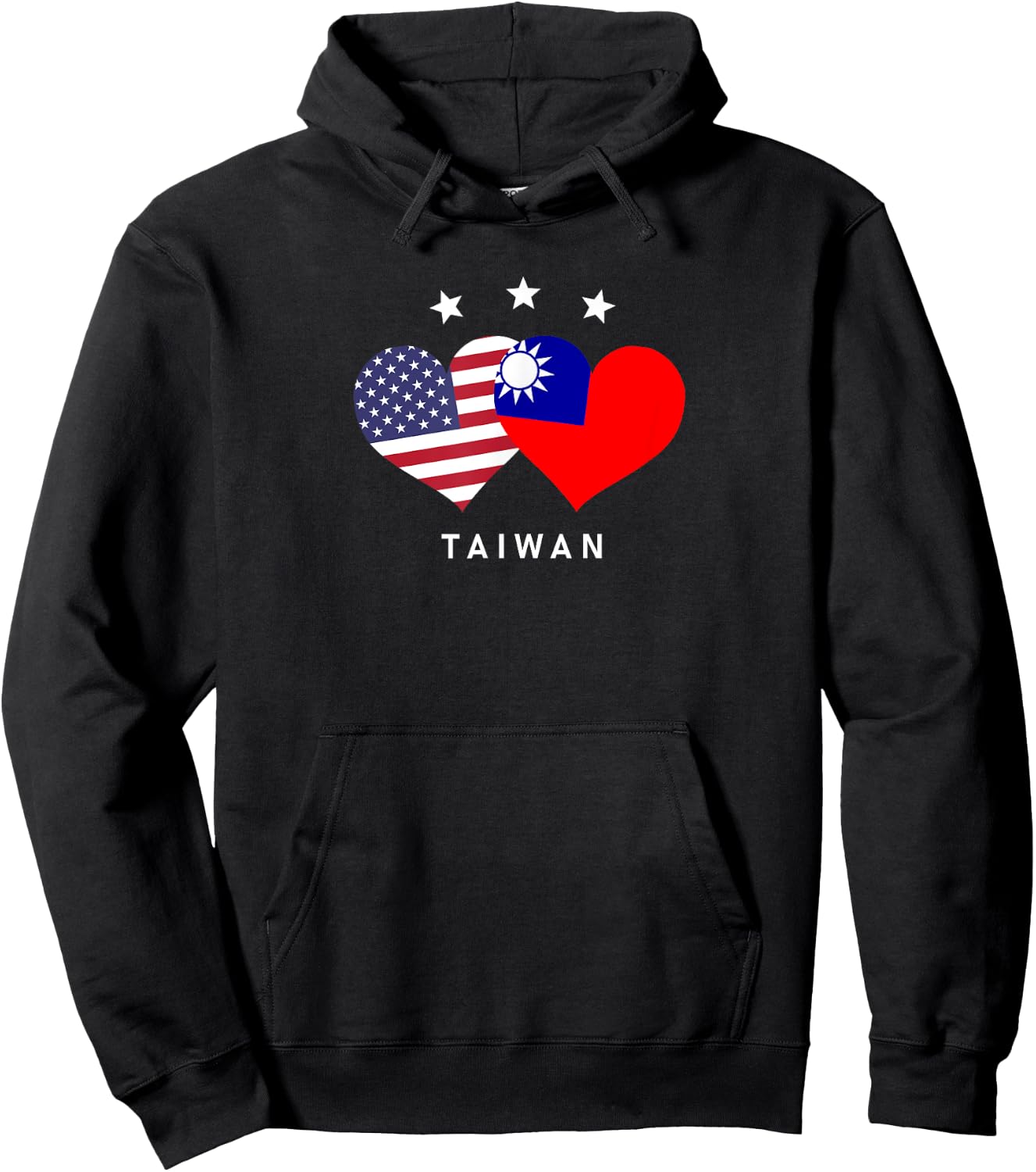Taiwan Flag USA Flag Love Heart Kids Men Hoodie - Hoodie | Black