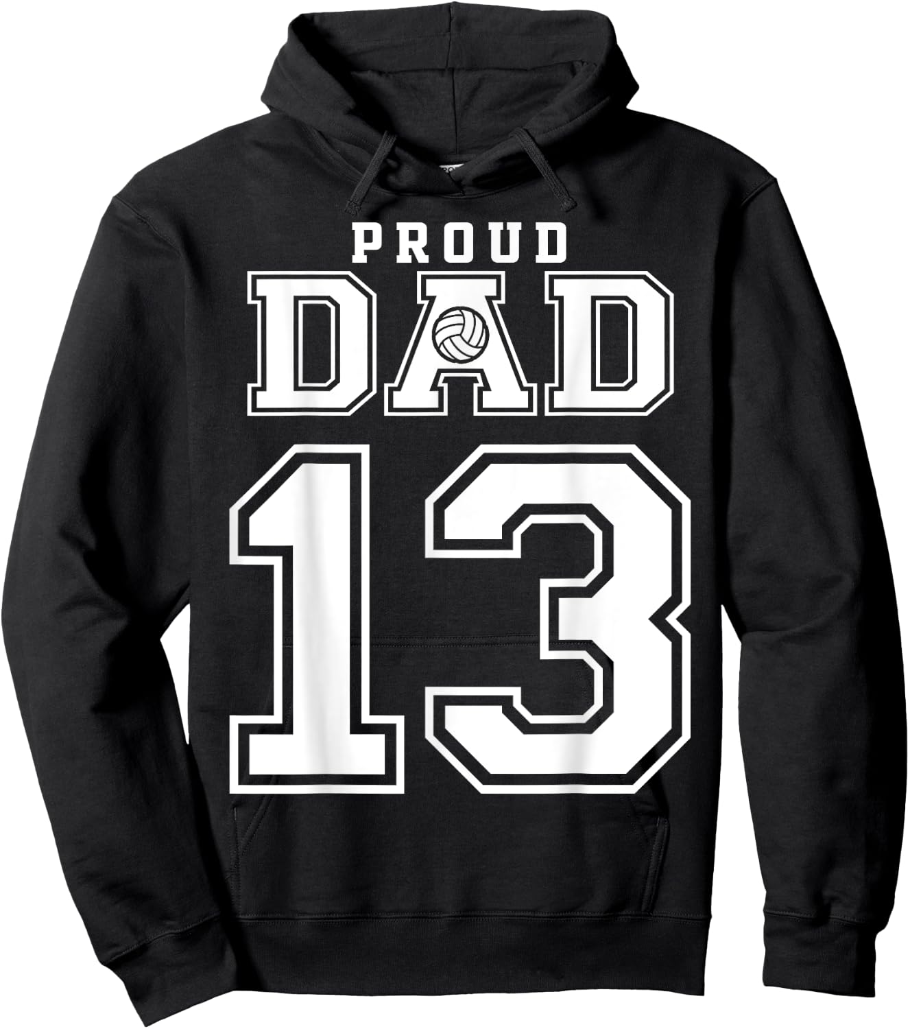Custom Proud Volleyball Dad Number 13 Personalized Hoodie - Hoodie | Black